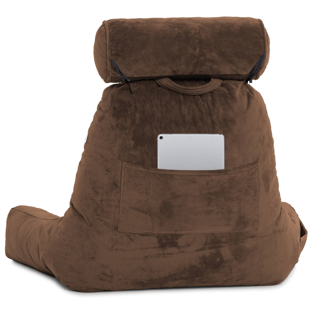 Hotel Collection Medium Chocolate Brown, Backrest - Detach Neck Roll, Removable Cover - Decorative Throw Pillow Cushion for Sofa & Bed Detail