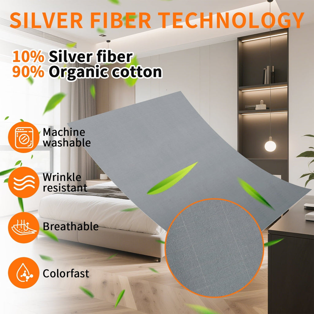 Premium Egyptian Cotton Grounding Sheets for All Mattress Sizes, Grounding Mat for Bed 10% Silver Fiber+90% Organic Cotton Grounding Sheets S... - Breathable Egyptian Cotton Flat & Fitted Sheets Detail