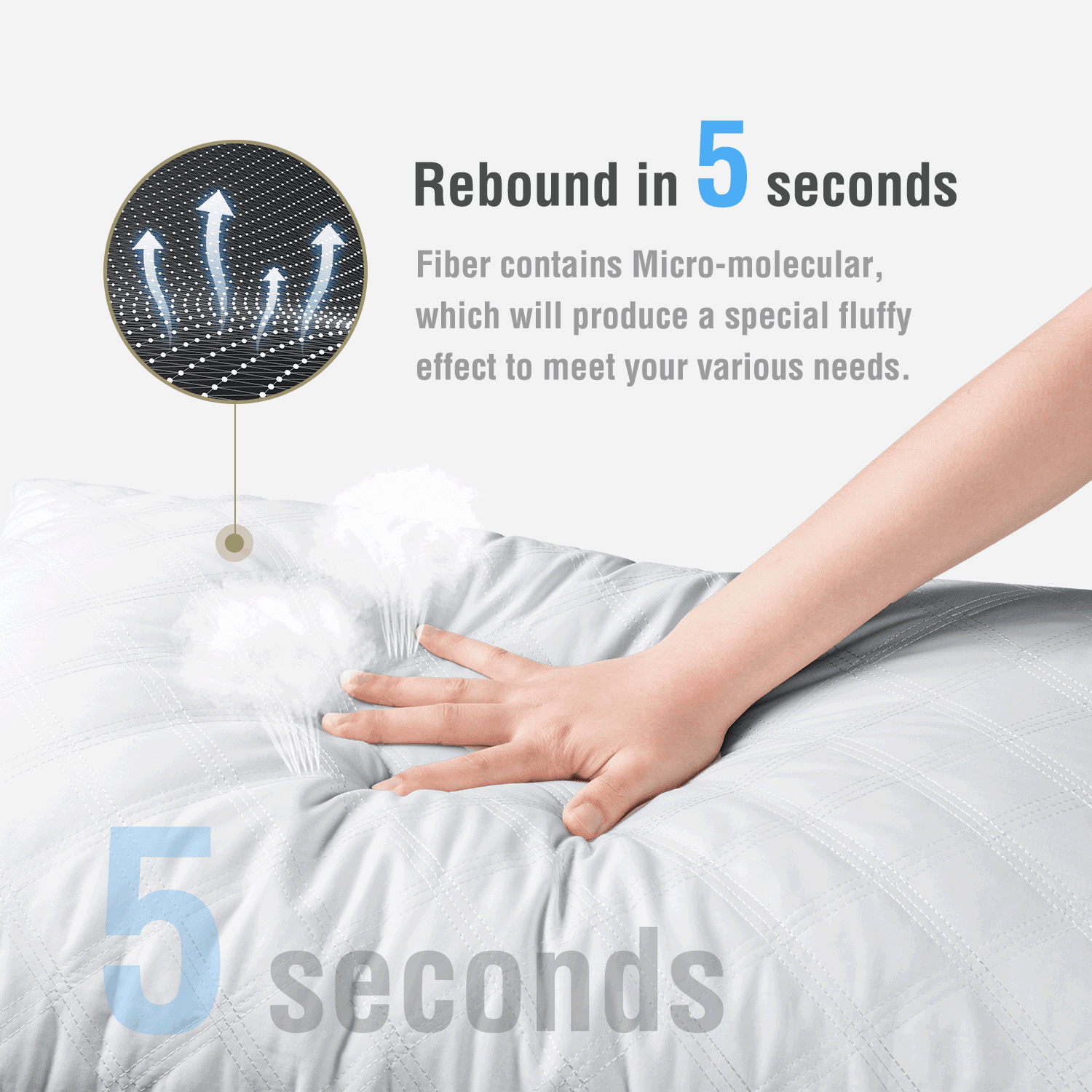 Hotel Collection Bed Pillows Queen Size Set of 2 Pillows for Bed 2 Pack Cooling Hotel Collection Down Alternative Pillows 20 x 30 inches - Ergonomic Memory Foam Pillow for Neck Pain Support Detail