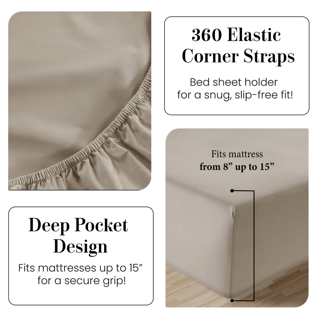 Cooling Sateen 100% Cotton Sheets Set – 4 Piece Cal King Bed Sheet, Soft & Comfy All Season Breathable Percale Weave, 15” Snug Fit D... - Breathable Egyptian Cotton Flat & Fitted Sheets Detail