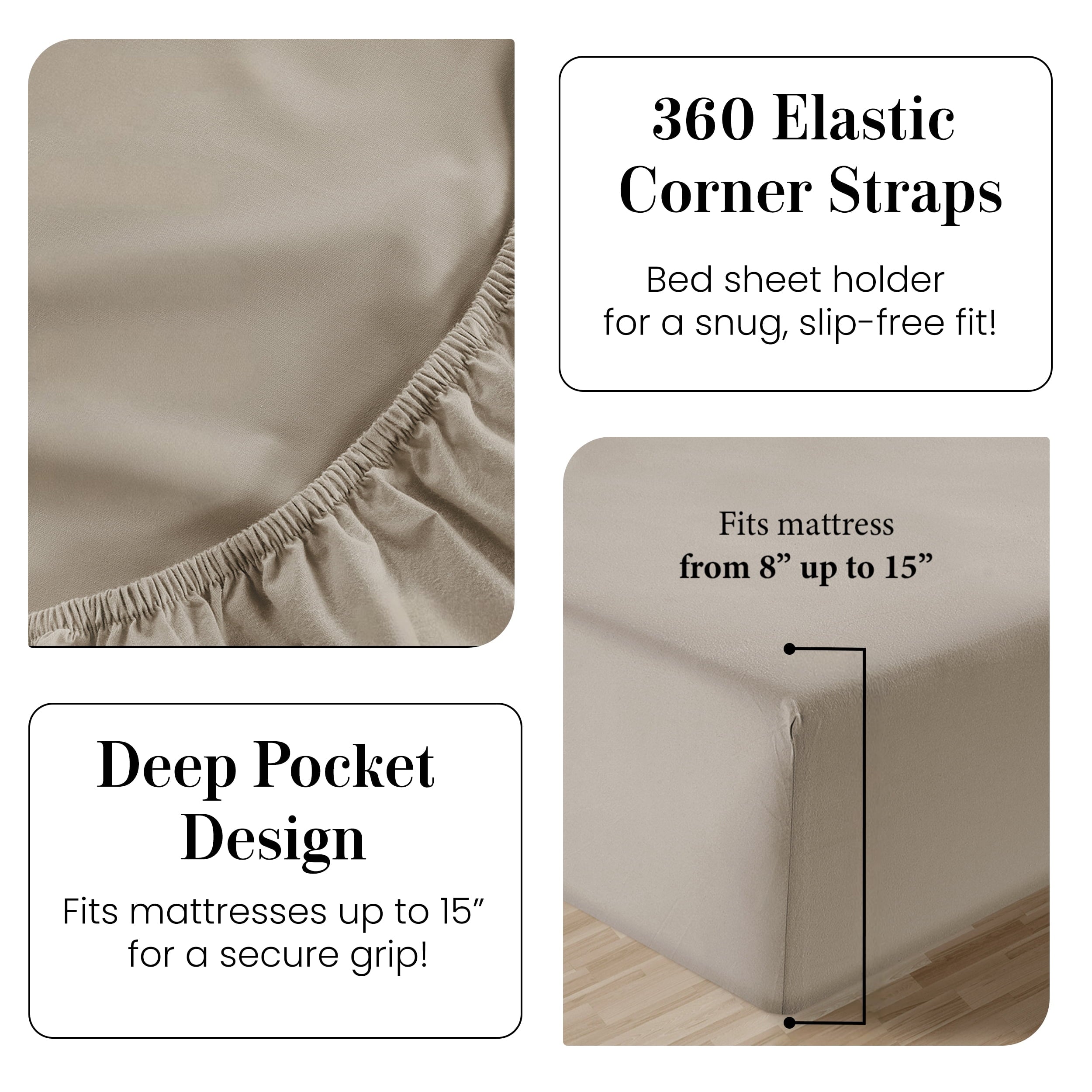 Cooling Sateen 100% Cotton Sheets Set – 4 Piece Cal King Bed Sheet, Soft & Comfy All Season Breathable Percale Weave, 15” Snug Fit D... - Breathable Egyptian Cotton Flat & Fitted Sheets Detail