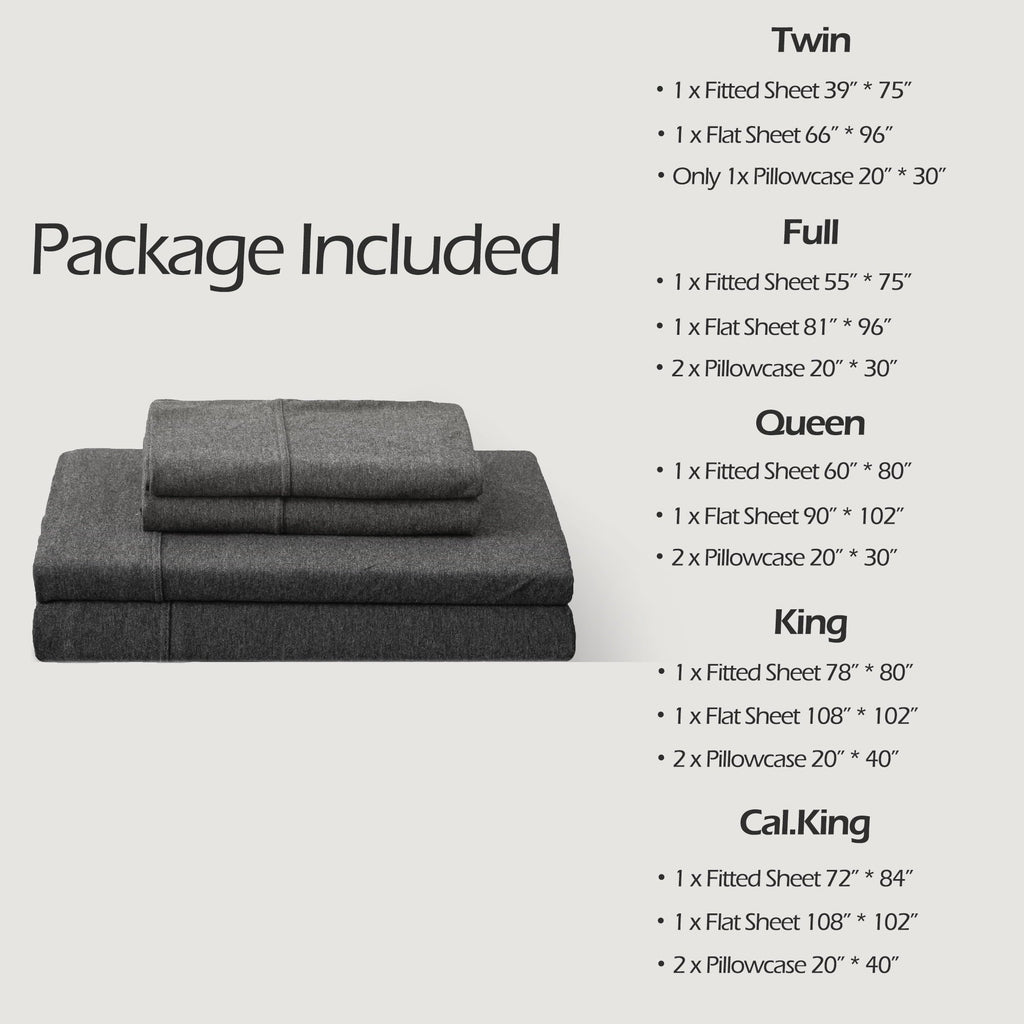 Premium Egyptian Cotton 100% Cotton Jersey Knit 4pc Bed Sheet Set Extra Deep Pocket up to 20" Charcoal Gray Queen - Luxury Bed Sheet Set with Deep Pockets Detail