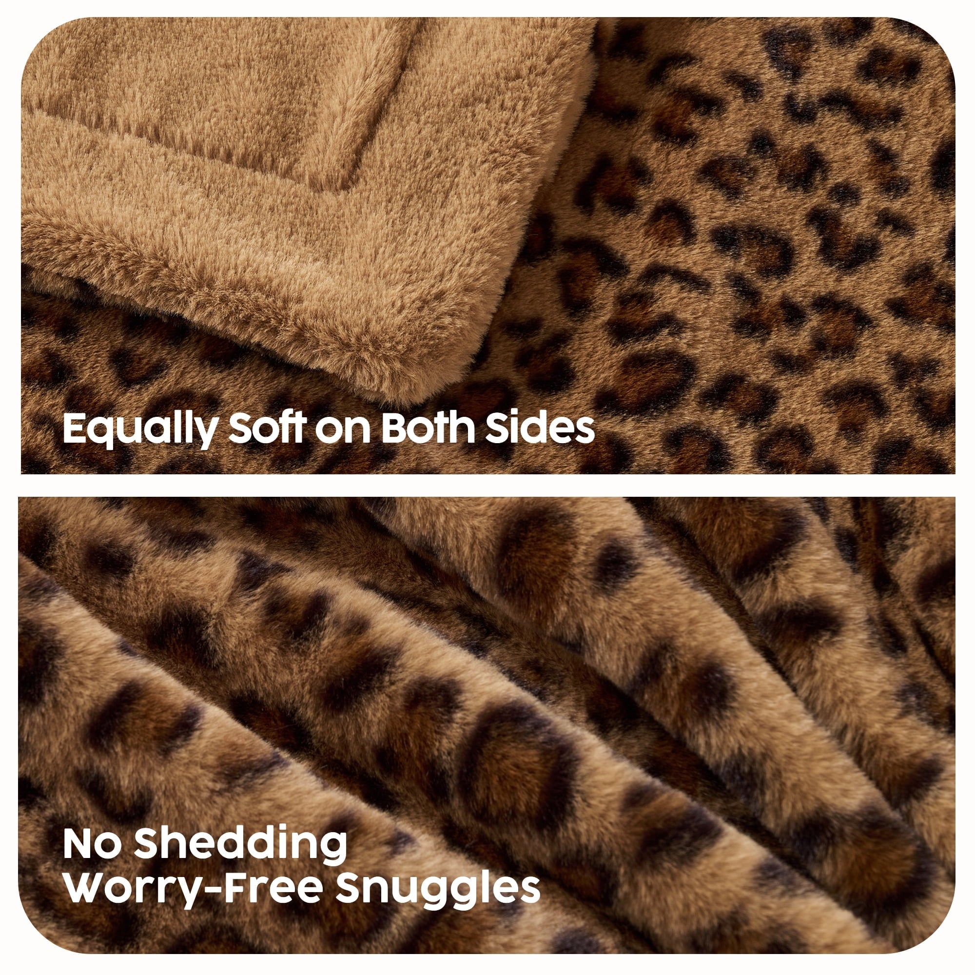 Reversible Sherpa Leopard Print Throw Blanket Soft Cozy Fluffy Plush Cheetah Print Blanket for Home Decor,50"x60",Brown - Lightweight Plush Warm Blanket for All Seasons Detail