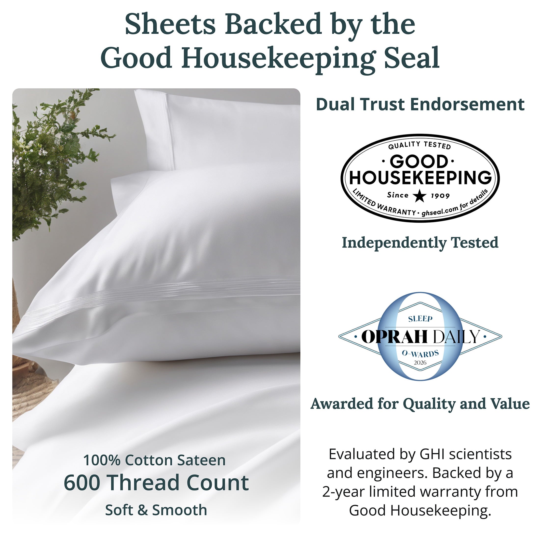 Premium Egyptian Cotton 100% Cotton Queen Sheets Set - 600 Thread Count 100% Cotton Sheets Queen, Sateen Deep Pocket Adult/Teen 4 Piece Bed Sh - Premium Ultra-Soft Pillowcase Pair for Sleeping Detail