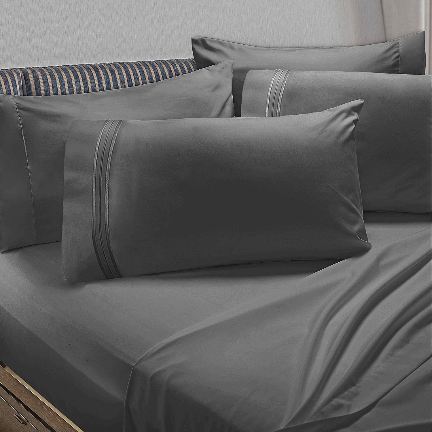 Premium Egyptian Cotton 6 Piece 1800 Collection Bed Sheet Set with Extra Pillowcases, Deep Pockets Fitted Sheet, 100% Soft Microfiber, Hypoal... - Premium Ultra-Soft Pillowcase Pair for Sleeping - Default Title