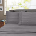 Cooling Sateen 600 100% Cotton Wrinkle Free Striped Sheet Set (Twin, Gray) - Cooling Hotel Quality Bedding Sheets and Pillowcases - Default Title