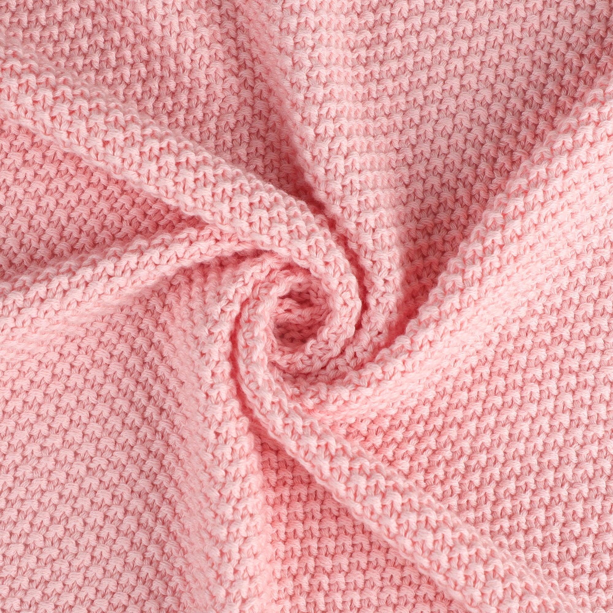 Decorative Knitted Pure Cotton Soft Cable Knit Throw Blanket Pink 50" x 70" - Luxury Knitted Decorative Throw Blanket with Fringes Detail