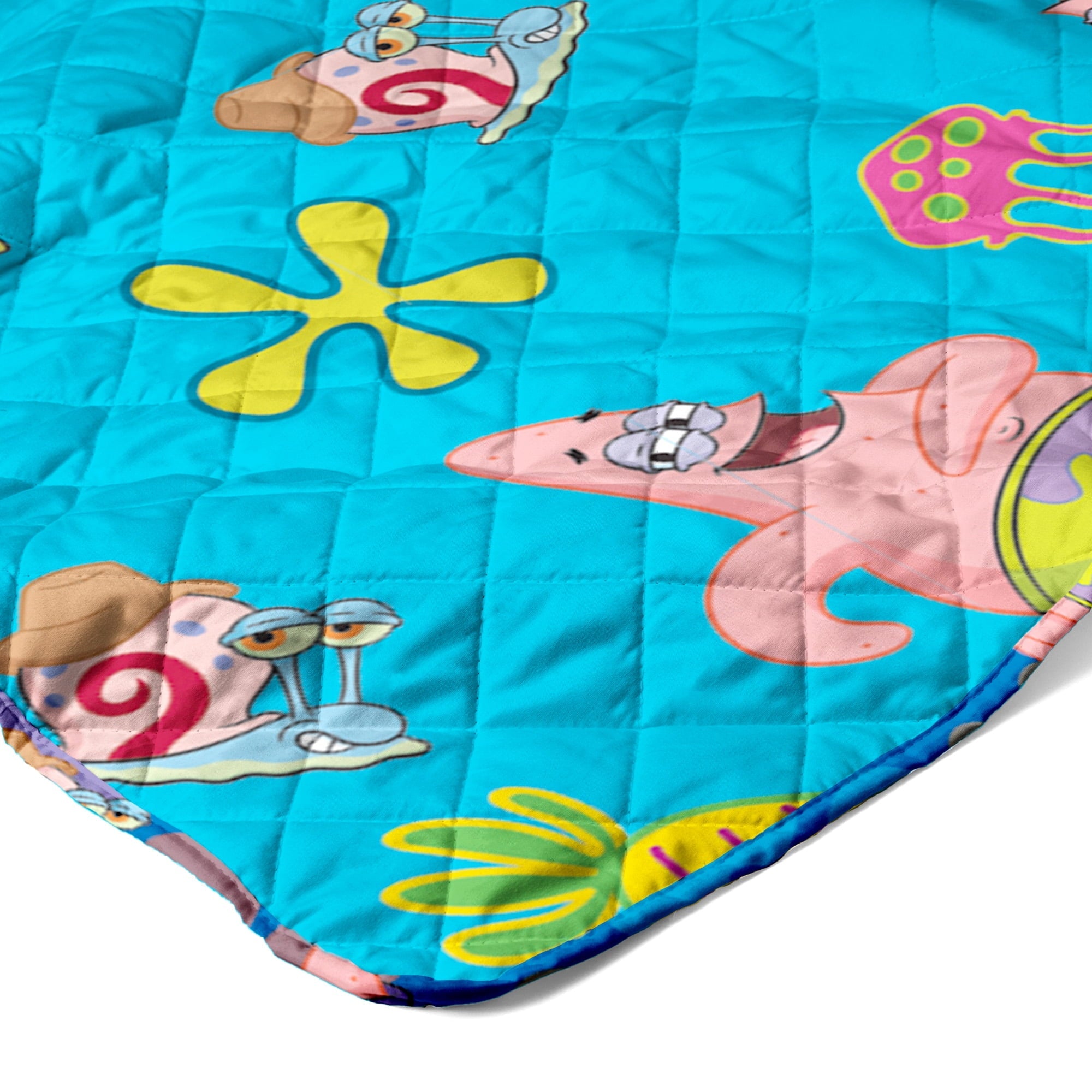Super Soft Flannel Spongebob Tropical Waltz Quilted Throw Blanket 60x80 inches, Kids Character Bedding - Cozy Fleece Throw Blanket for Couch & Bed Detail