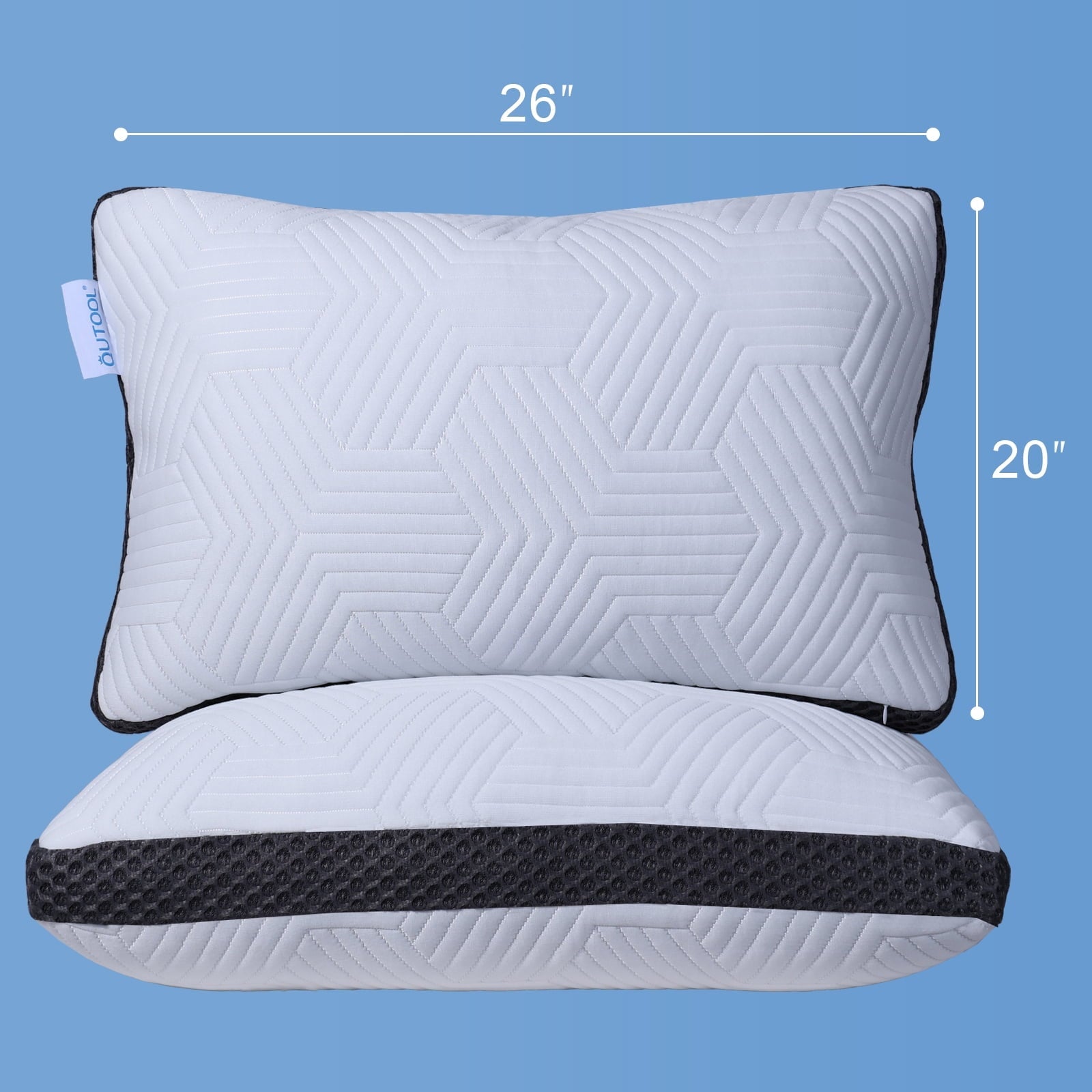 Decorative Plump Soft Bed Pillow, Shredded Memory Foam Pillow, Comfortable Sleeping Pillow, Standard Size, Affordable Everyday Use - Orthopedic Shredded Foam Bed Pillow Set Detail