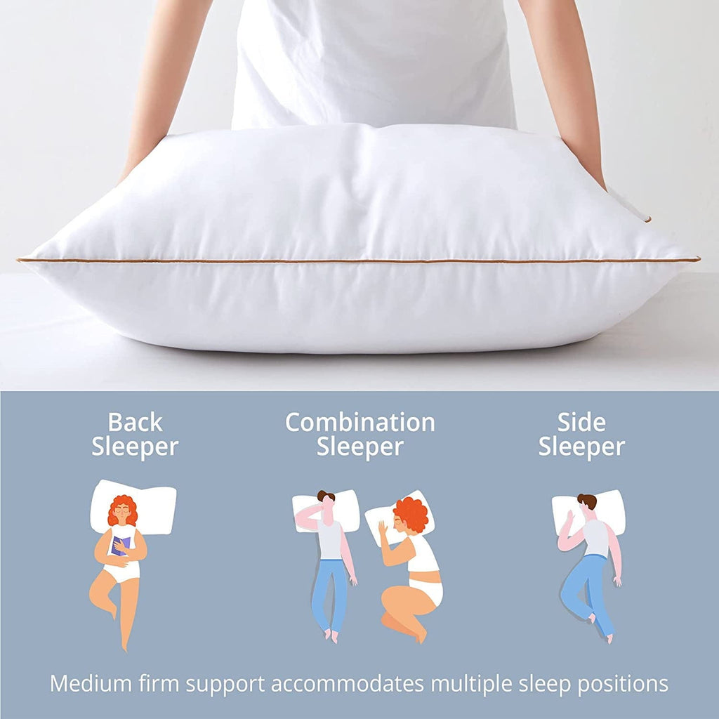 Decorative Plump Down Feather Pillows for Bed 20 x 30 Inches Queen Size Set of 2, Medium Firm Luxury Cooling Hotel Collection Feather ... - Orthopedic Shredded Foam Bed Pillow Set Detail