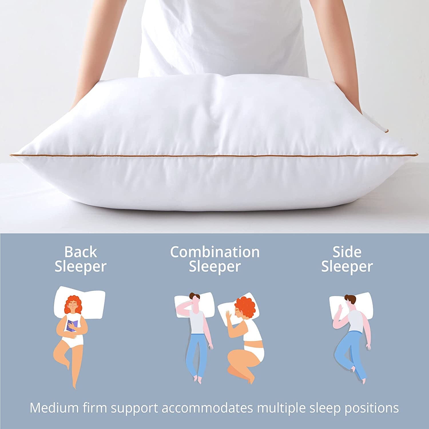 Decorative Plump Down Feather Pillows for Bed 20 x 30 Inches Queen Size Set of 2, Medium Firm Luxury Cooling Hotel Collection Feather ... - Orthopedic Shredded Foam Bed Pillow Set Detail