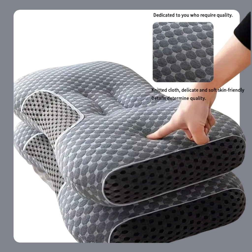 Decorative Plump 2-Piece Set - 24"x15" Gray Bed for Back, Side, Stomach Sleepers - Ergonomic Memory Foam Pillow for Neck Pain Support Detail