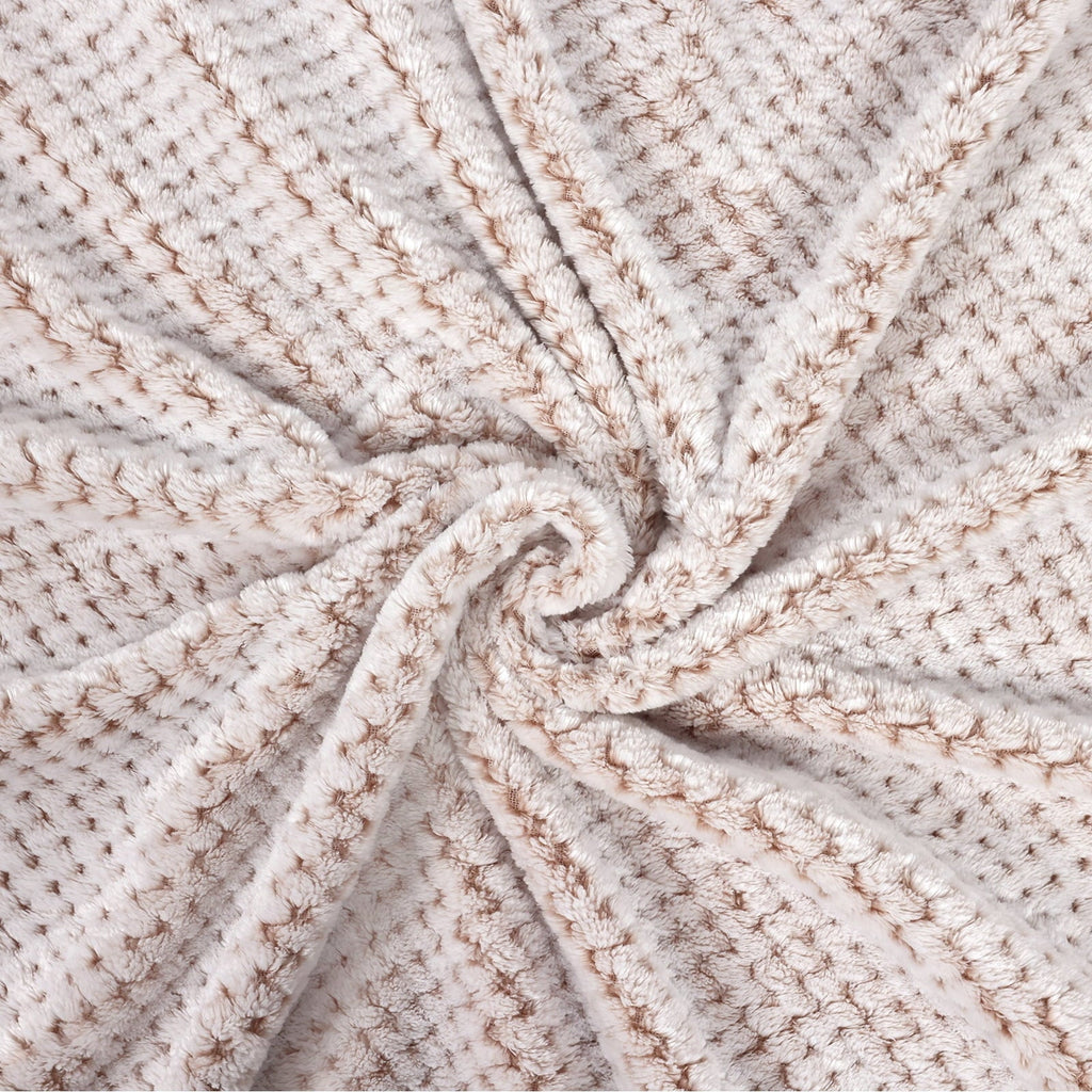 Cozy Fleece Waffle Textured Mixed Camel Fleece Blanket, Super Soft and Warm 50"x70" Throw Blanket for Couch, Cozy, Fuzzy and Ligh... - Cozy Fleece Throw Blanket for Couch & Bed Detail