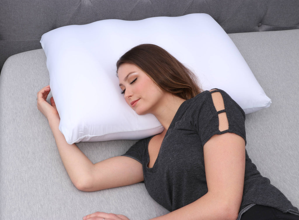 Ergonomic Memory Foam Microbead Cloud Pillow Bed, X-Large, White - Ergonomic Memory Foam Pillow for Neck Pain Support Detail