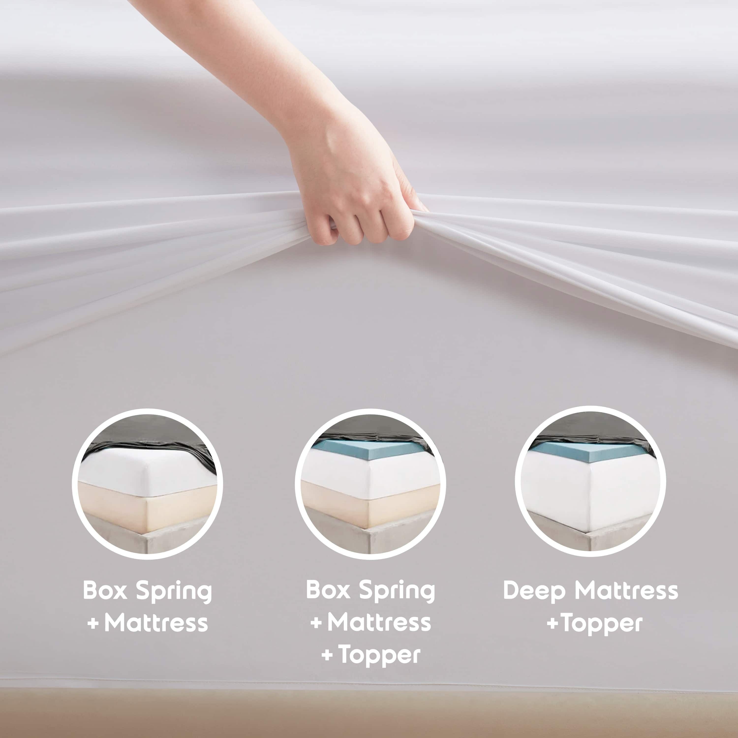 Breathable Luxury Set, Hotel Style Deep Pocket 4 Piece Bed , Luxury Soft Microfiber Sheet Sets, White - Luxury Bed Sheet Set with Deep Pockets Detail