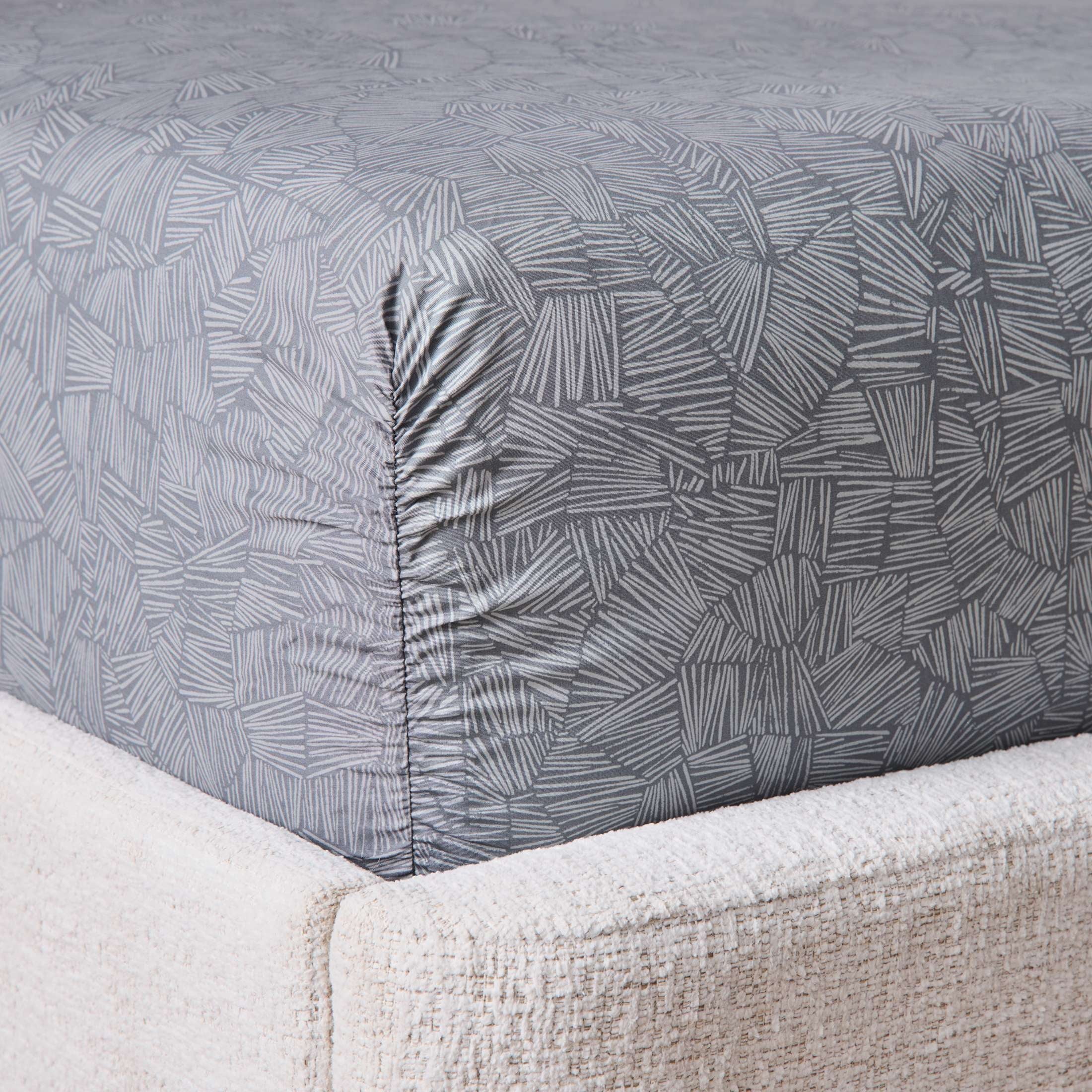 Ultra-Soft 300 Thread Count 4-Piece Cotton Percale Ziggy Geo Print Grey Bed Sheet Set, King - Cooling Hotel Quality Bedding Sheets and Pillowcases Detail