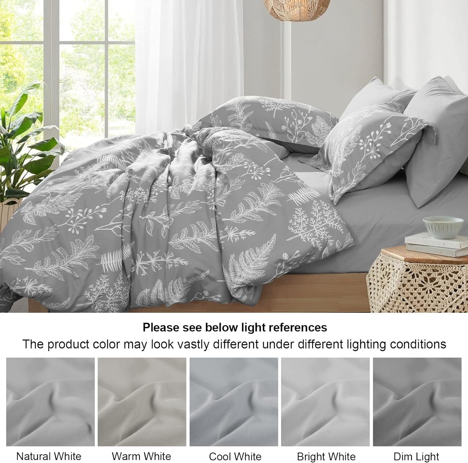 Fluffy Down Alternative 7 Pieces Printed King Comforter Set, Lightweight Reversible Botanical Bedding Set Include Comforter, Pillow Shams, Fl... - Hypoallergenic Ultra-Fluffy Quilt for Winter Detail