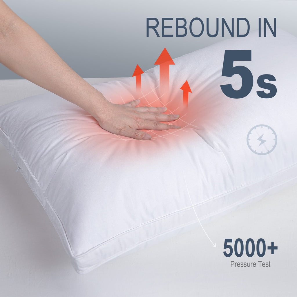 Decorative Plump Goose Feather & Down Pillow King Size 20"x36" – Hotel Quality Bed Pillow for Sleeping, 100% Organic Cotton Cover, Hyp... - Orthopedic Shredded Foam Bed Pillow Set Detail