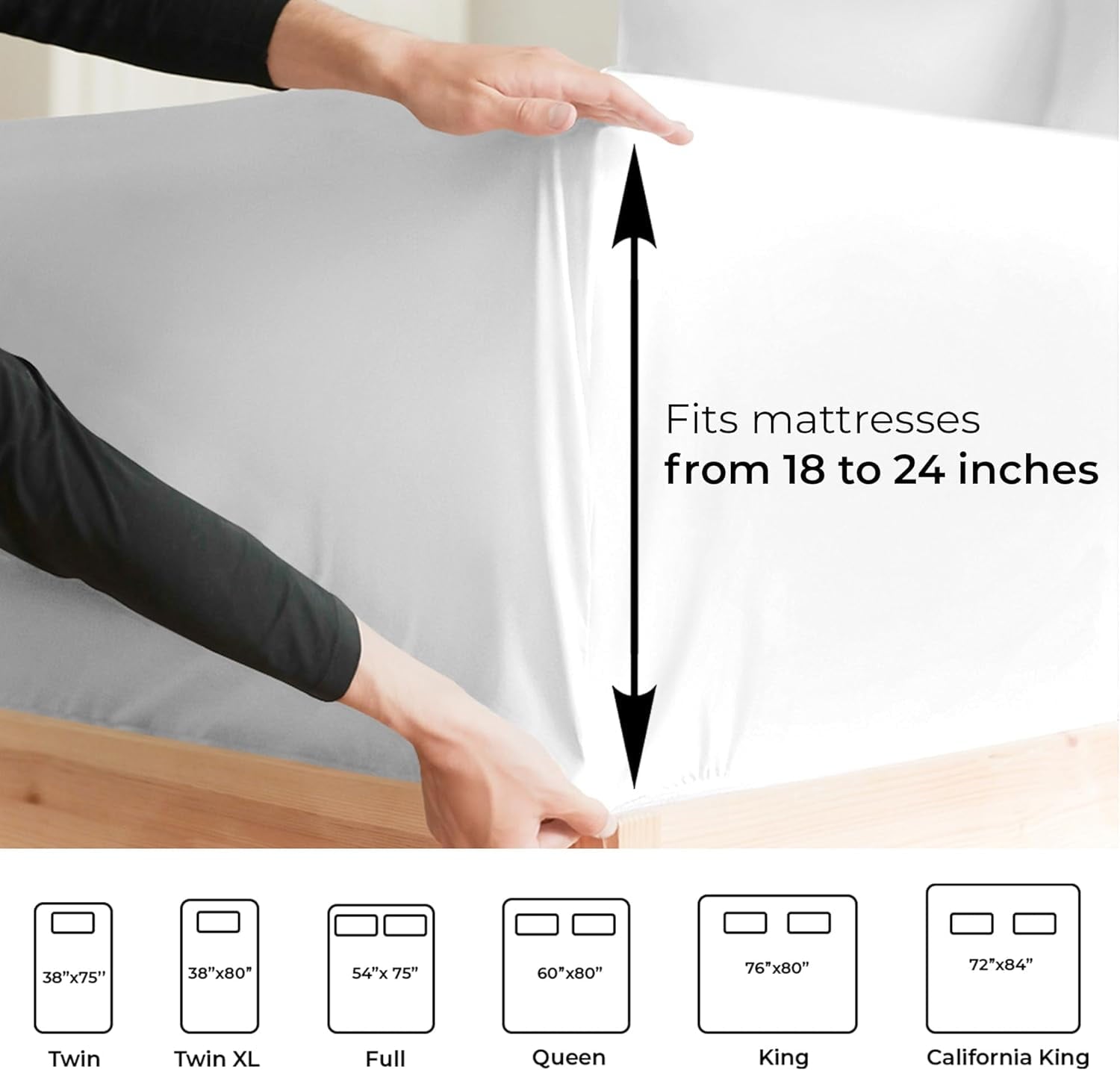 Wrinkle-Resistant 6-Piece Extra Deep Pocket Sheet Set With Extra Matching Pillowcases - King Size Bed Sheets Fits 18"-24" Ma... - Premium Ultra-Soft Pillowcase Pair for Sleeping Detail