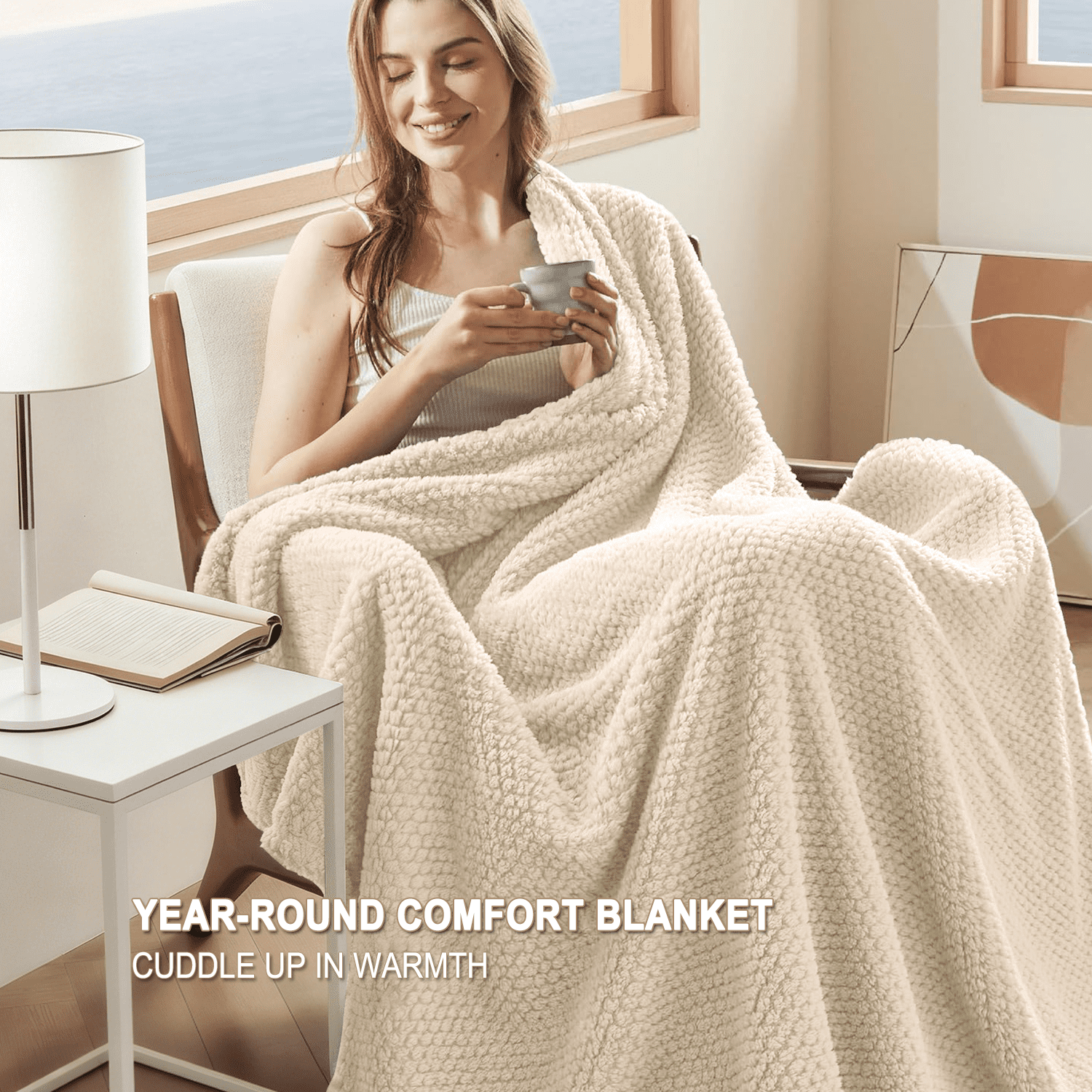 Super Soft Flannel Ultra Soft Throw Blanket, Warm Cozy Blankets for Couch Bed Chair, Breathable and Lightweight Blankets for All Seasons... - Luxury Knitted Decorative Throw Blanket with Fringes Detail