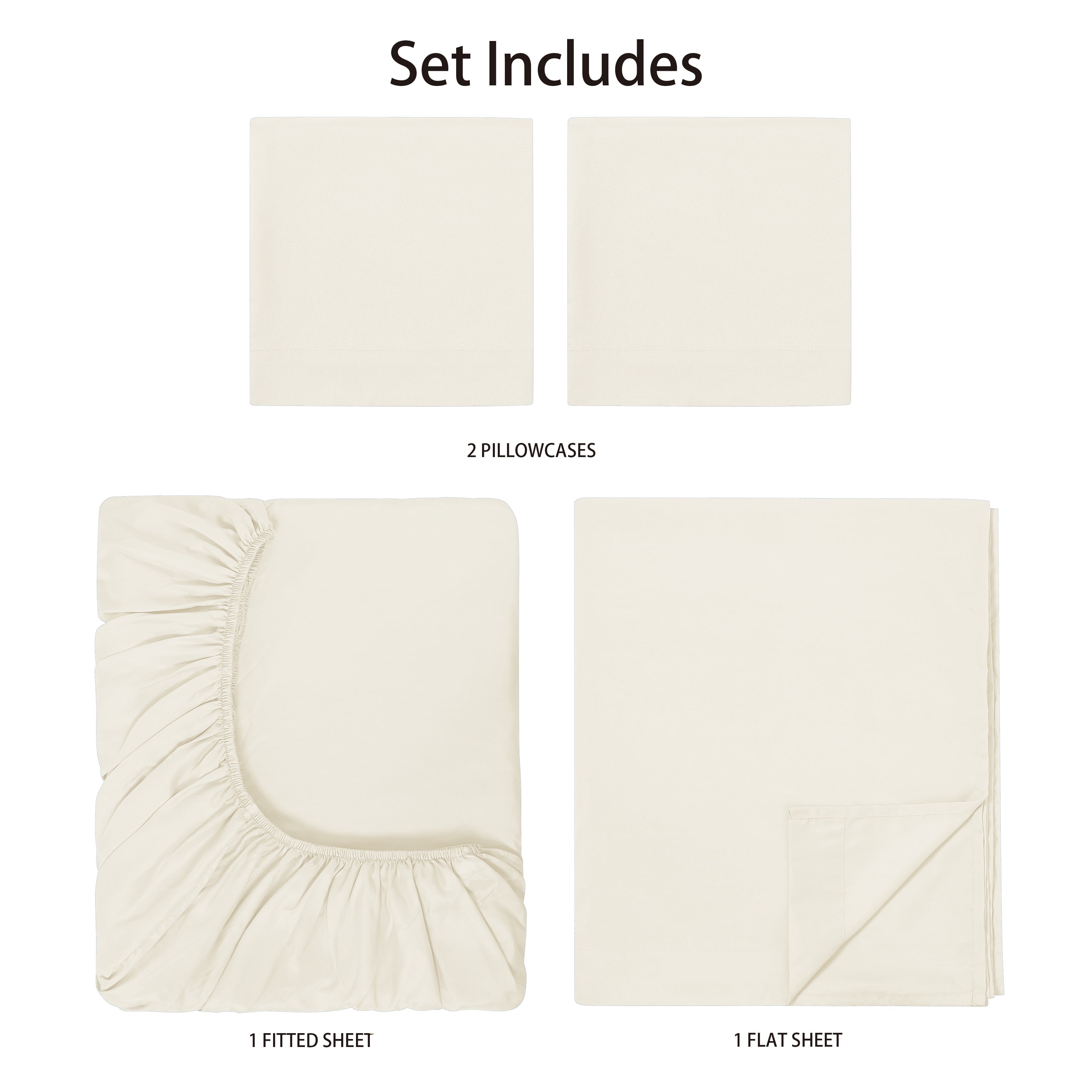 Premium Egyptian Cotton Basic Value Microfiber Bed Sheet Set, Vanilla Dream, Full, 4 Piece - Luxury Bed Sheet Set with Deep Pockets Detail
