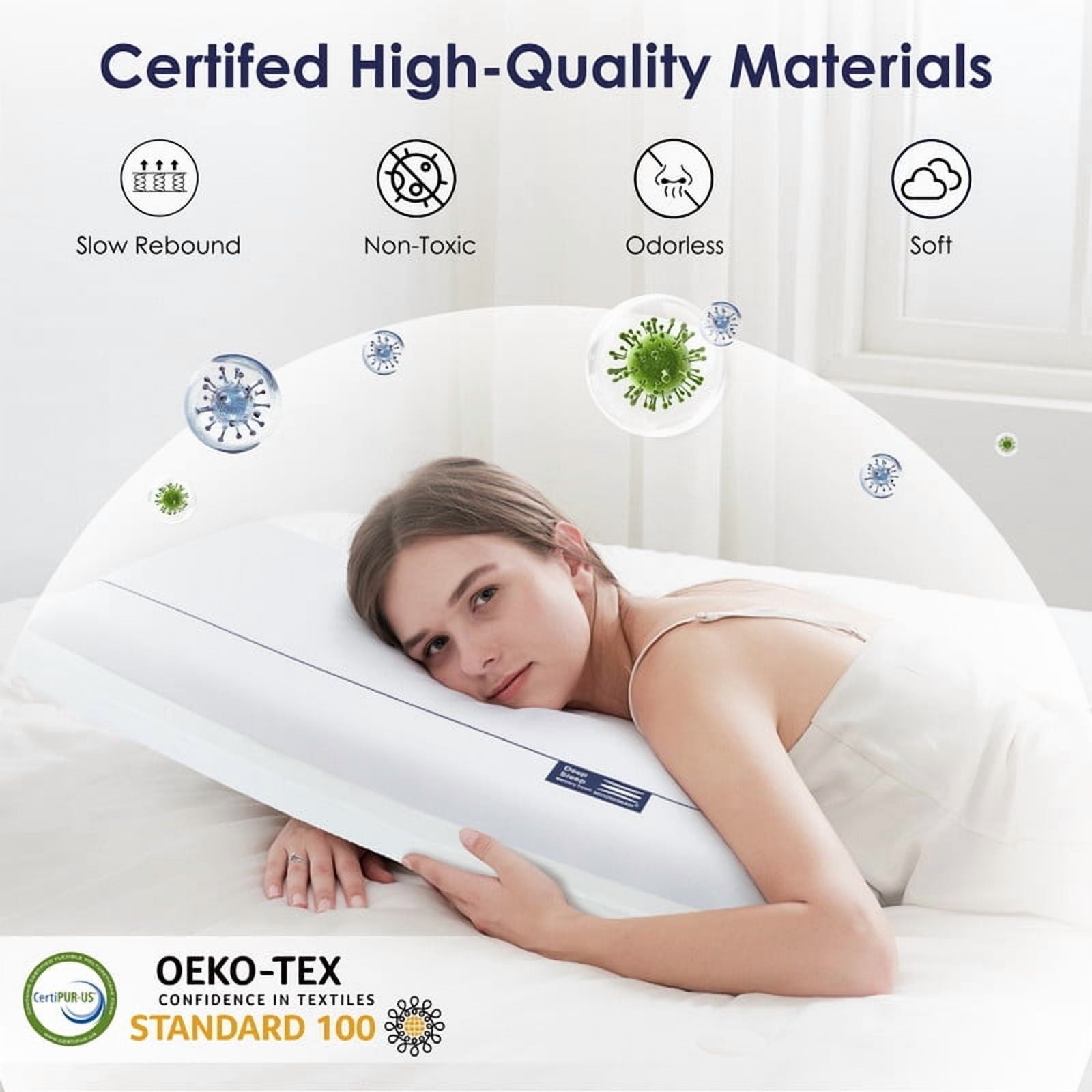 Fluffy Shredded Cooling Memory Foam Bed Pillow for Neck Pain Relief, Two-Sided Cooling Pillow for Back, Stomach and Side Sleepers, Tw... - Decorative Throw Pillow Cushion for Sofa & Bed Detail