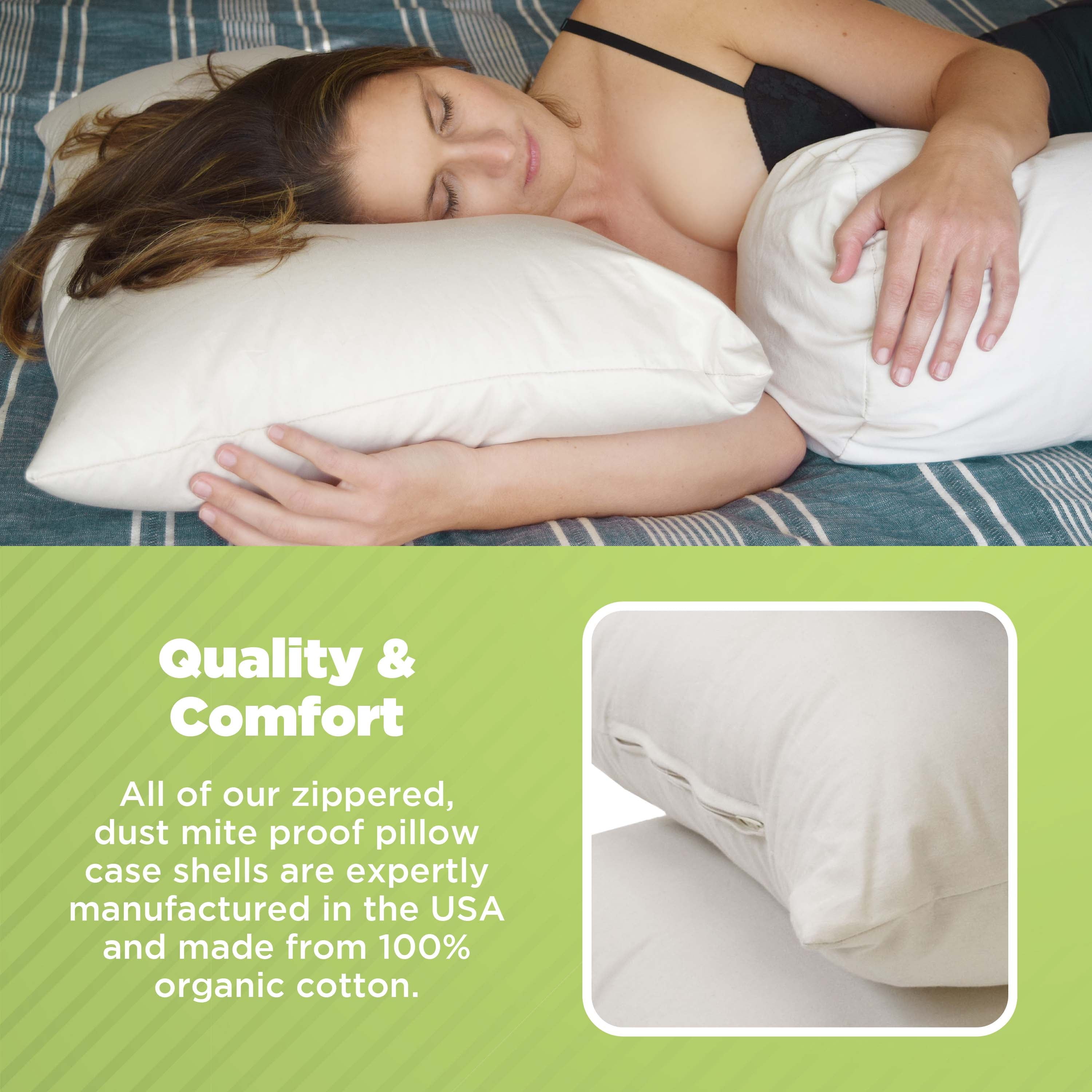 Ergonomic Memory Foam Kapok 20x26" Standard Bed Pillow – Organic Cotton Fabric Soft Sleeping Pillow - Made in USA - Ergonomic Memory Foam Pillow for Neck Pain Support Detail