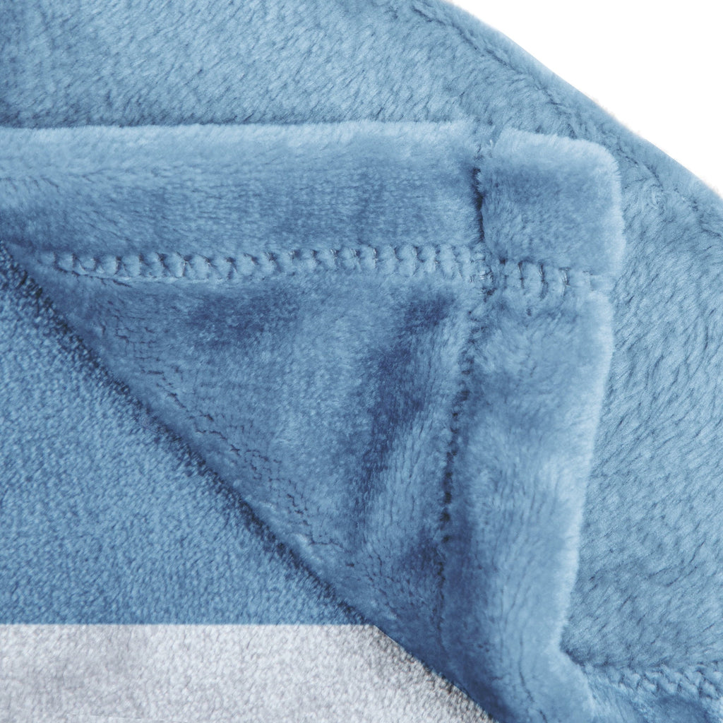 Super Soft Flannel Silk Touch Kids Throw Blanket, 62" x 90", Blue, Polyester - Luxury Knitted Decorative Throw Blanket with Fringes Detail