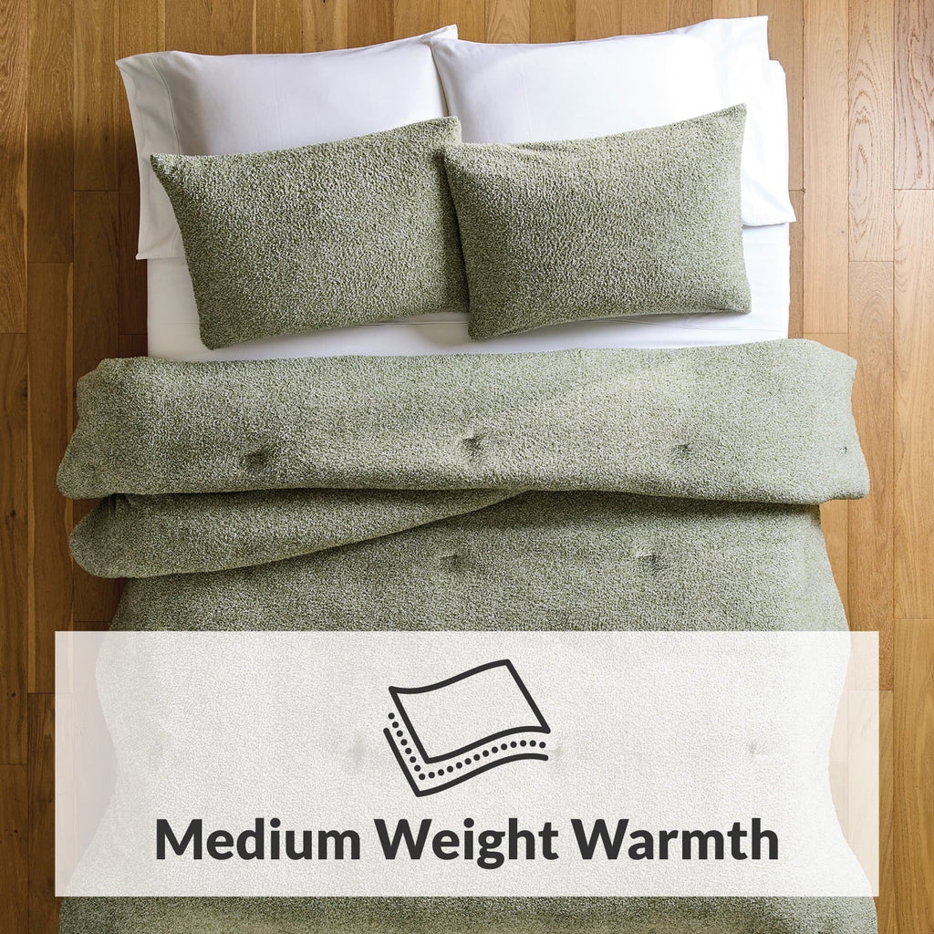 All-Season King, Comforter Set with Shams - Soft and Cozy, Green - Hypoallergenic Ultra-Fluffy Quilt for Winter Detail