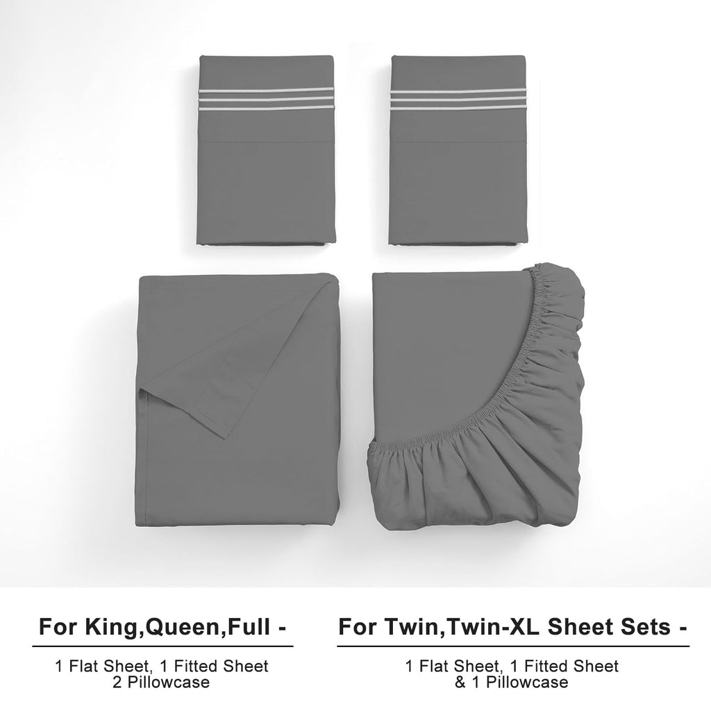 Breathable Luxury Size, Microfiber Cooling , Breathable & Hypoallergenic 4 Pieces Luxury Soft Sheet Set, Mattress Fitted up... - Cooling Hotel Quality Bedding Sheets and Pillowcases Detail