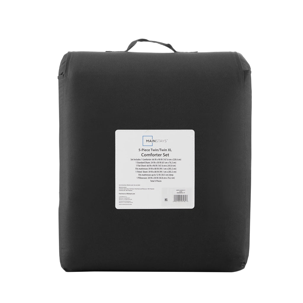 Luxurious Quilted All in One Down Alt Reversible Comforter and Sheet set- 5 Piece, Twin, Black - Cloud-Like Soft Lightweight Bed Comforter Detail