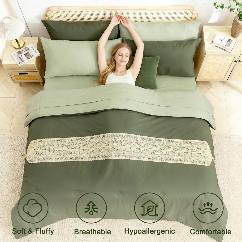 Heavyweight Warmth 7 Pieces Comforter Set Queen，Bed in A bag，All Seasons Bedding sets with Comforter,Fitted Sheet,Flat Sheet,Pillowcases... - Hypoallergenic Ultra-Fluffy Quilt for Winter Detail