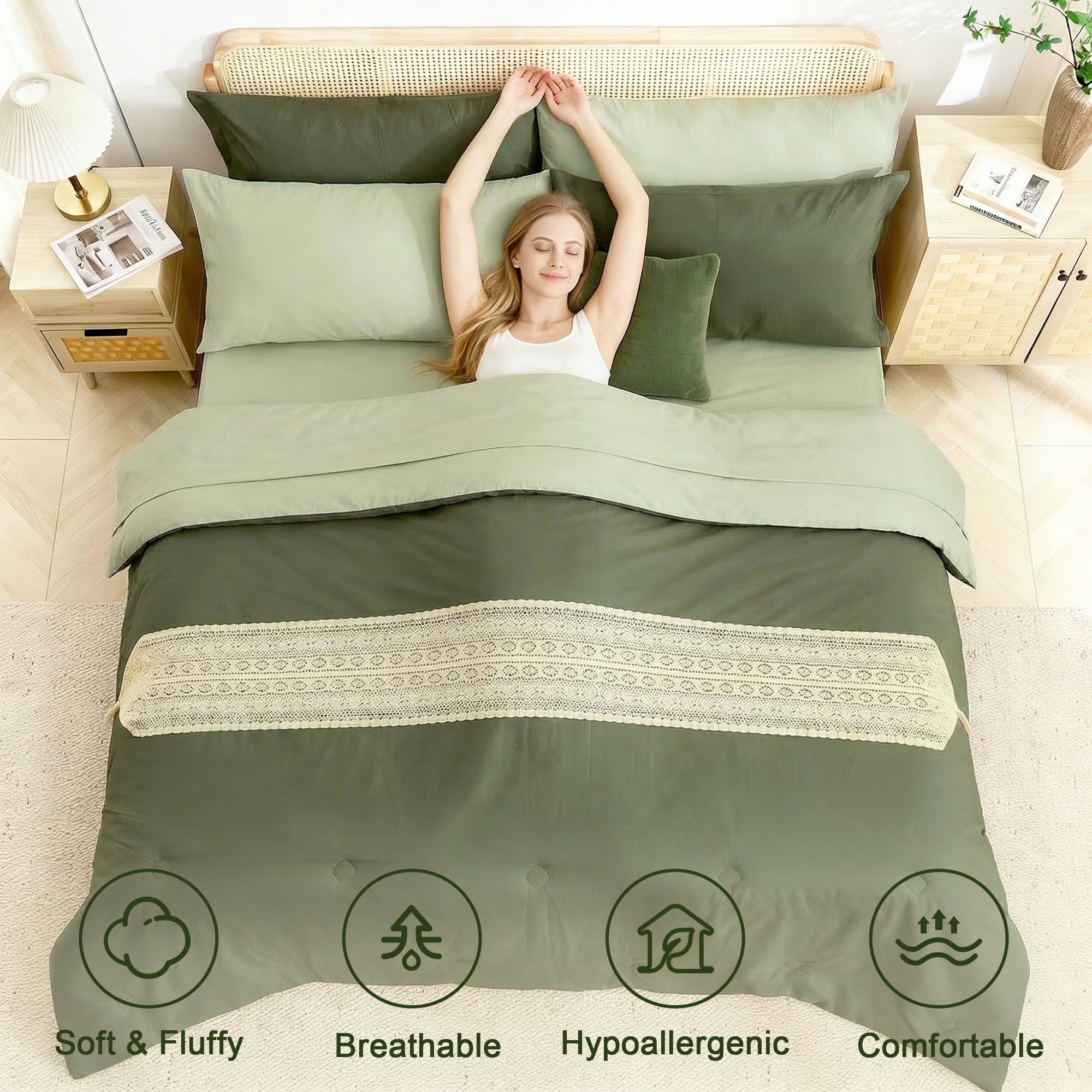 Heavyweight Warmth 7 Pieces Comforter Set Queen，Bed in A bag，All Seasons Bedding sets with Comforter,Fitted Sheet,Flat Sheet,Pillowcases... - Hypoallergenic Ultra-Fluffy Quilt for Winter Detail