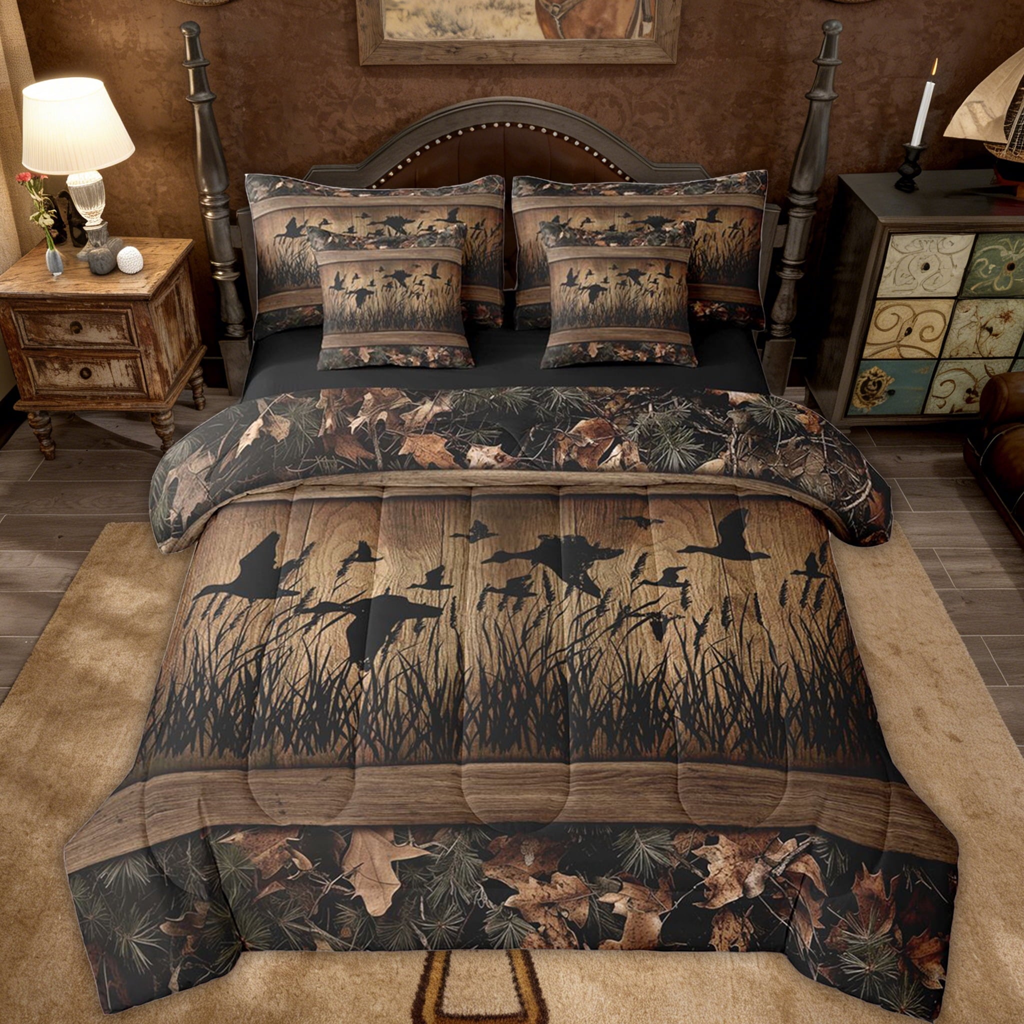 All-Season 7 Piece Camo Mallard Duck Comforter Set With Sheets Men Rustic Farmhouse Cabin Bed In A Bag Full,Hunting Woodland Duc... - Luxurious Quilted Duvet Cover Set - Default Title