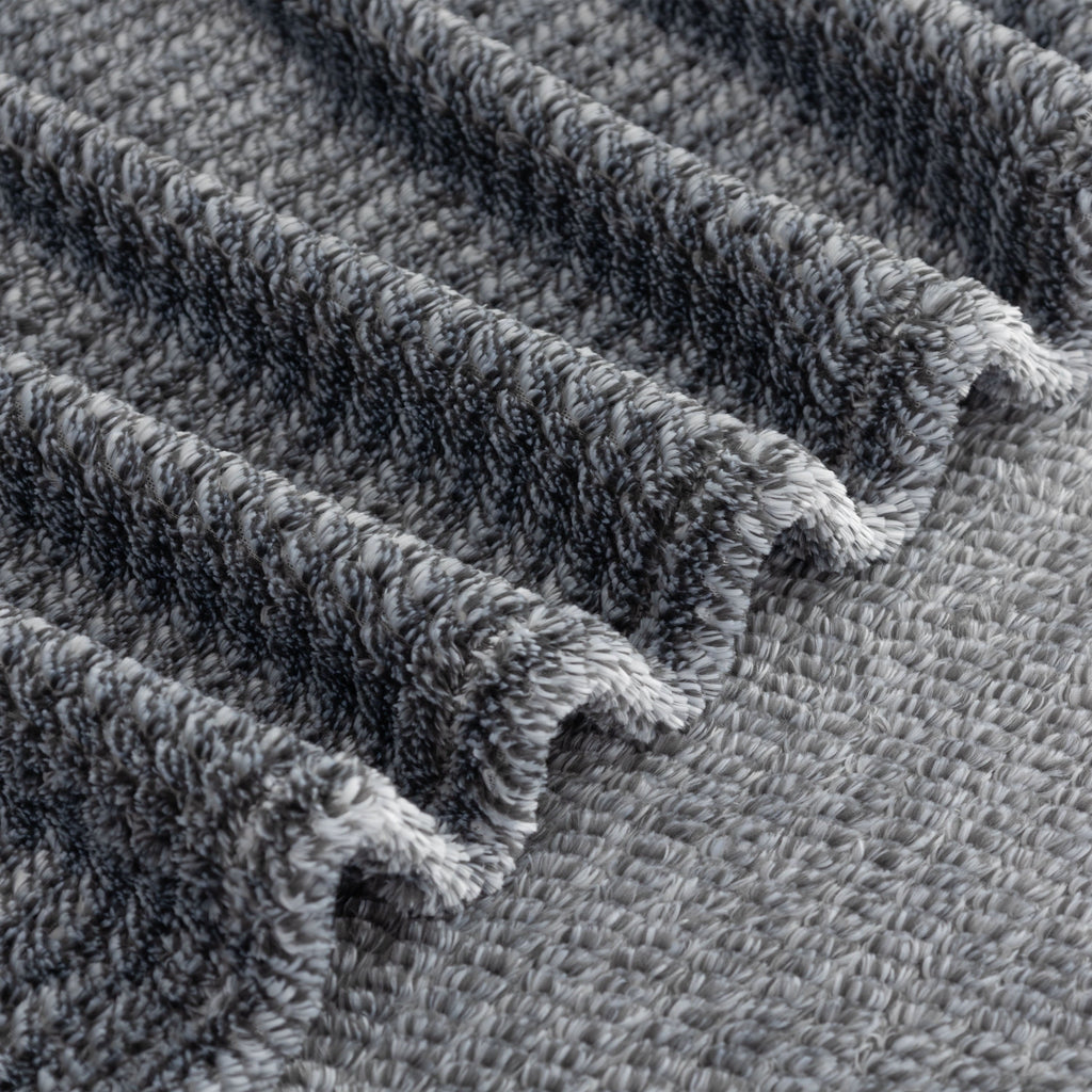 Decorative Knitted Plush Textured Heathered Soft Oversized Throw Blanket, Gray - Super Soft Reversible Sherpa Flannel Blanket Detail