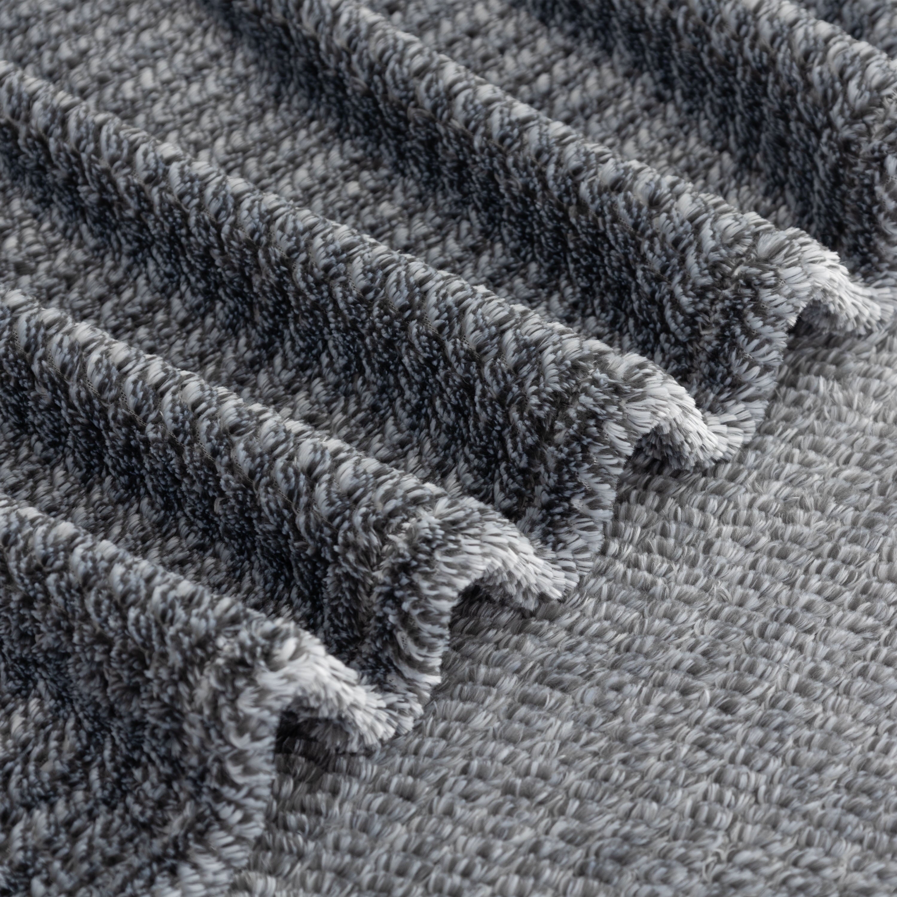 Decorative Knitted Plush Textured Heathered Soft Oversized Throw Blanket, Gray - Super Soft Reversible Sherpa Flannel Blanket Detail