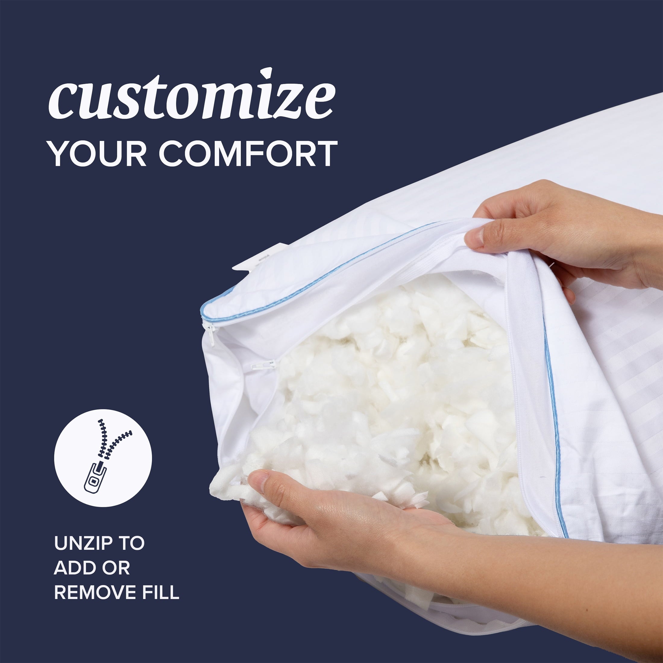 Hotel Collection Customizable Memory Foam Queen Pillow 1Pack, Adult - Ergonomic Memory Foam Pillow for Neck Pain Support Detail