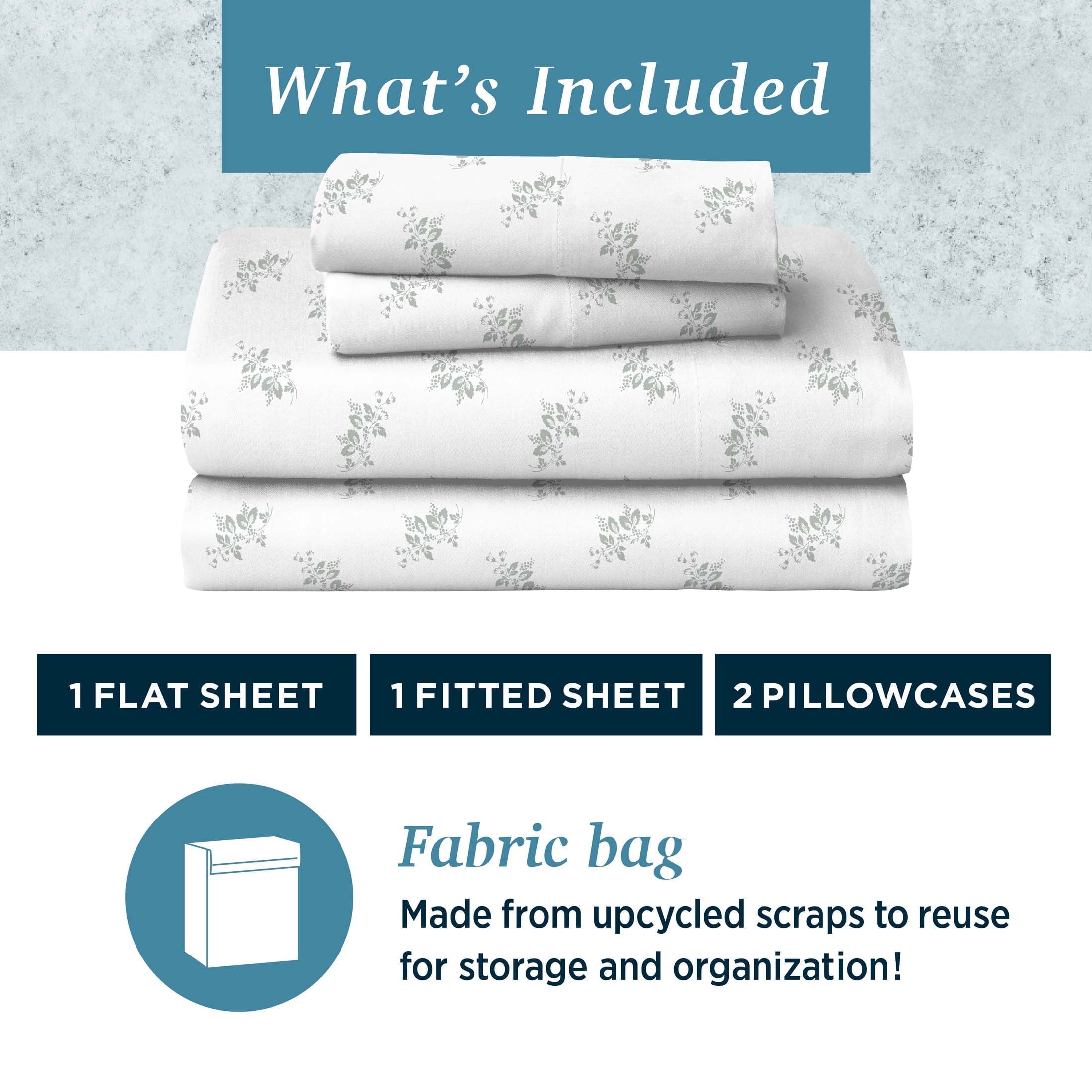 Ultra-Soft 100% Cotton Percale 4-Piece Queen Size Deep Pocket Printed Bed Sheets Set, 1 Fitted, 1 Flat Sheet with 2 Pillowcases,... - Premium Ultra-Soft Pillowcase Pair for Sleeping Detail