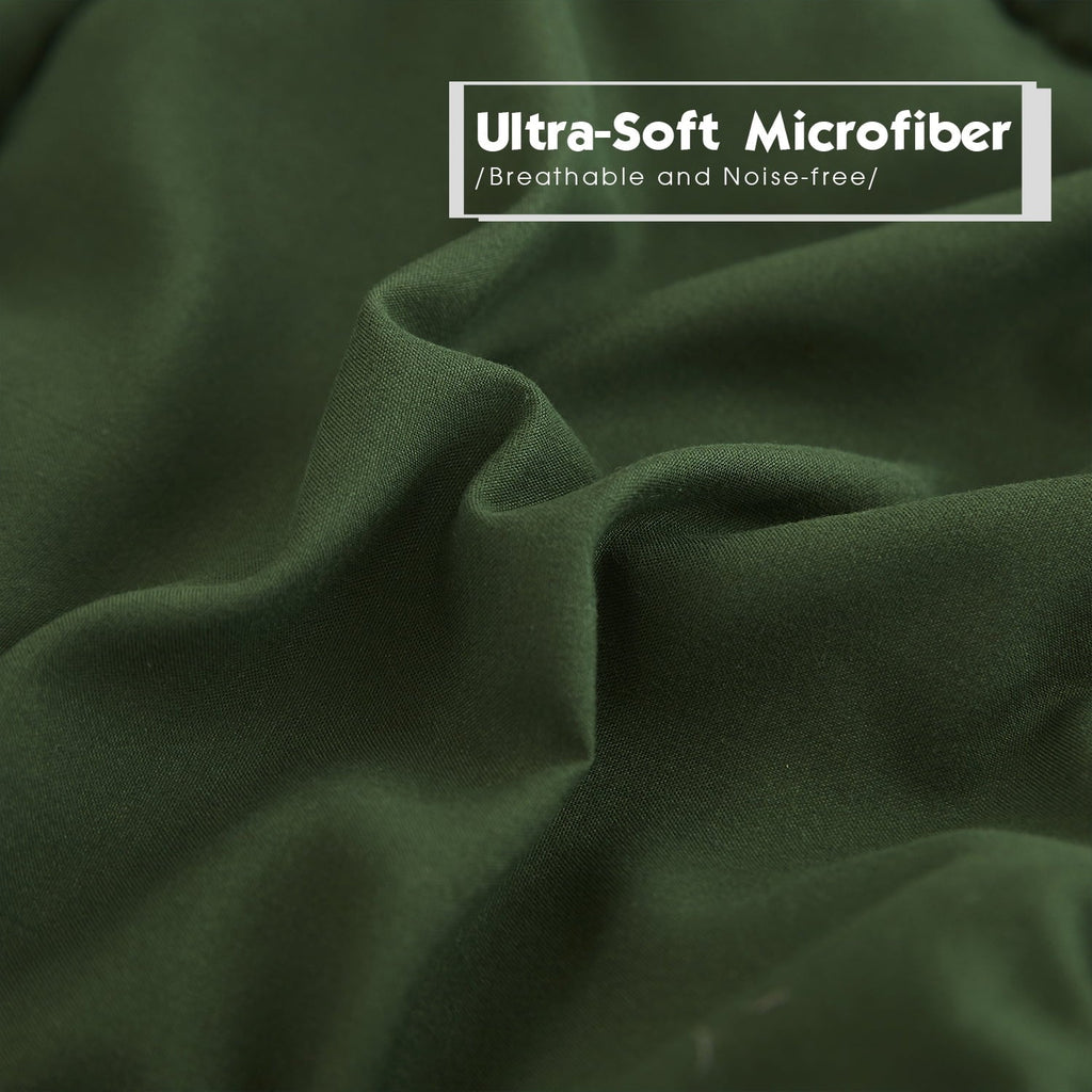 Luxurious Quilted Light Weight Down Alternative Comforter Set, Queen, Green, Reversible - Luxurious Quilted Duvet Cover Set Detail