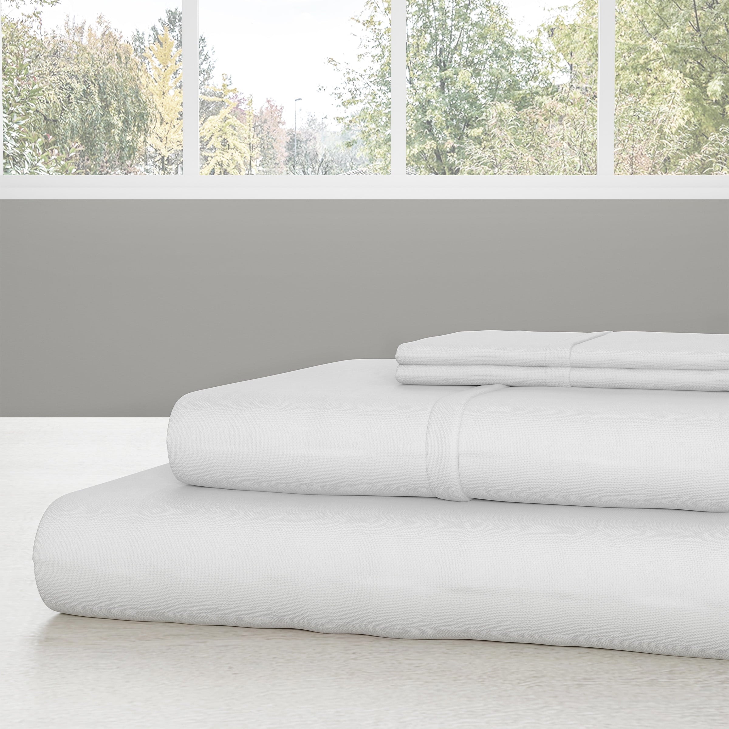 Cooling Sateen Set- 3 Piece Bed Linens-Fitted & Flat s, Plus A Pillowcase-Wrinkle, Stain & Fade Resistant (Twin, White) - Premium Ultra-Soft Pillowcase Pair for Sleeping Detail