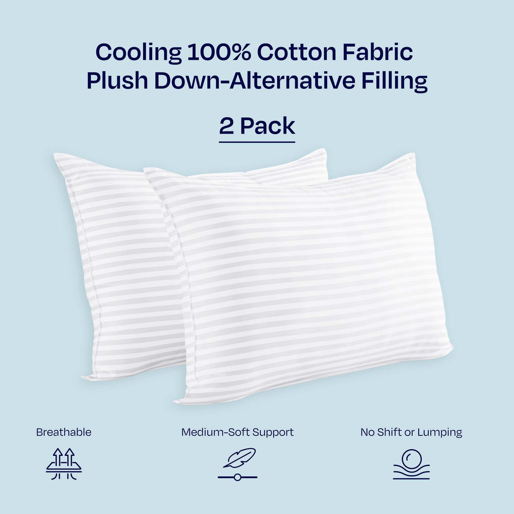 Decorative Plump 2-Pack Comfort Bed Pillows Standard size set of 2 for Sleeping, Pillows, for Back, Stomach or Side Sleepers, 20 x 26 ... - Orthopedic Shredded Foam Bed Pillow Set Detail