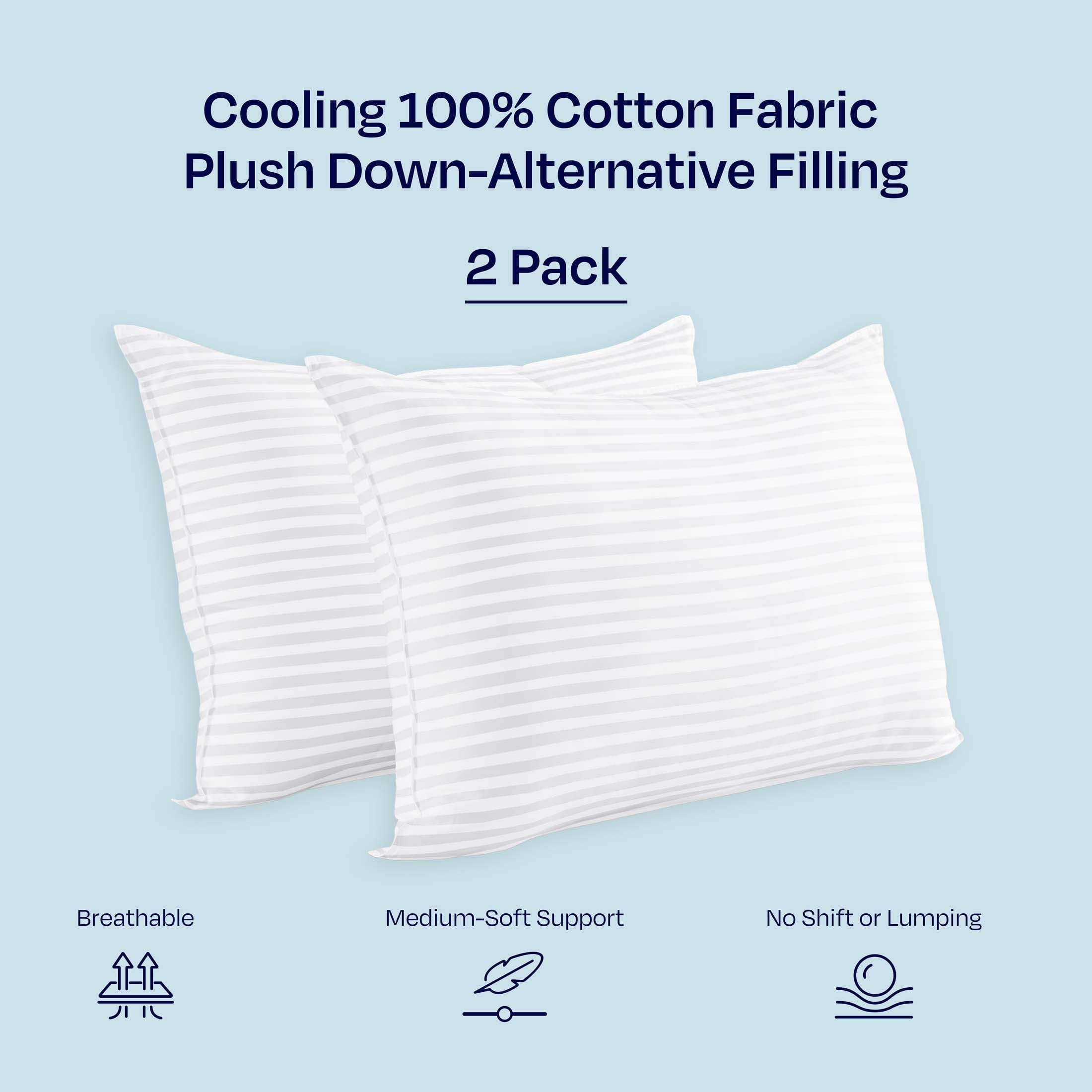 Decorative Plump 2-Pack Comfort Bed Pillows Standard size set of 2 for Sleeping, Pillows, for Back, Stomach or Side Sleepers, 20 x 26 ... - Orthopedic Shredded Foam Bed Pillow Set Detail