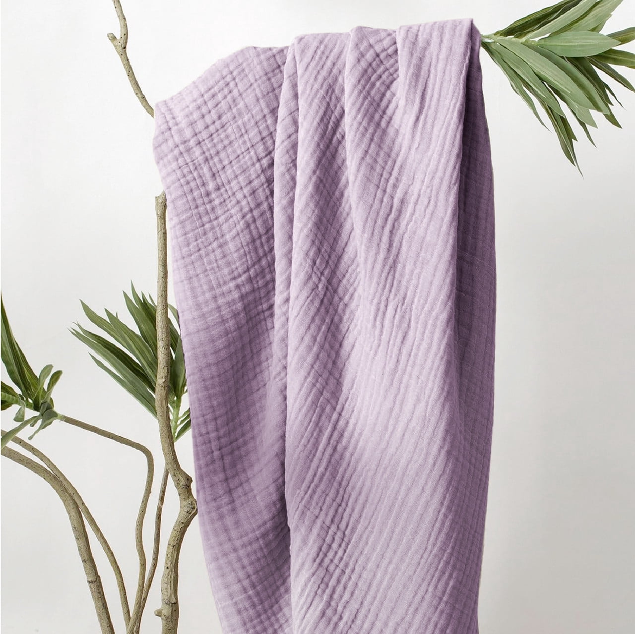 Lightweight Warm 100% Cotton Muslin Blanket Large 50" x 70", 6 Layers Lightweight and Breathable Throw Blankets for Couch, Soft Coolin... - Cozy Fleece Throw Blanket for Couch & Bed Detail