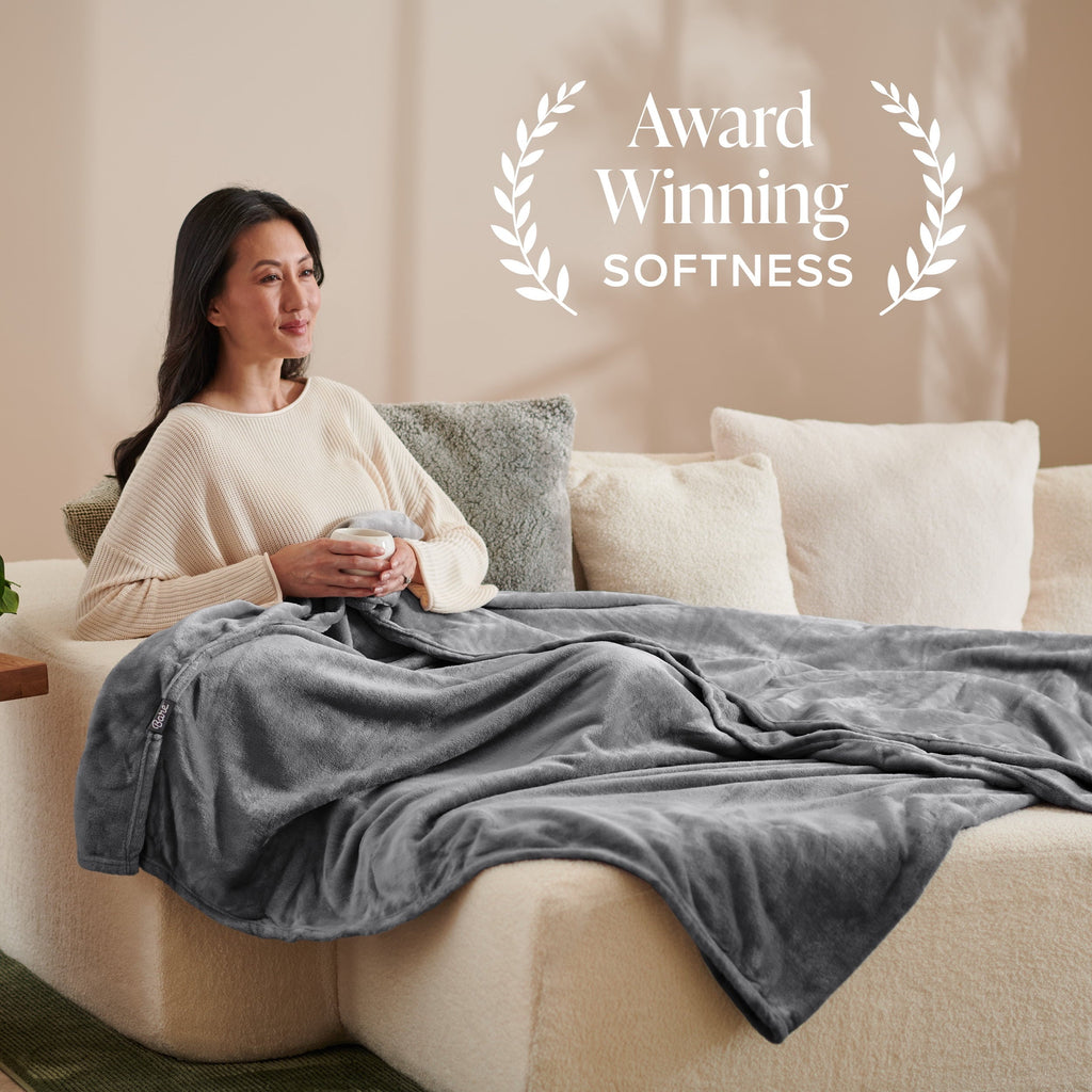 Lightweight Warm Microplush Fleece Blanket - 300 GSM - Fuzzy Microfleece - Soft & Plush - Full/Queen, Gray - Cozy Fleece Throw Blanket for Couch & Bed Detail