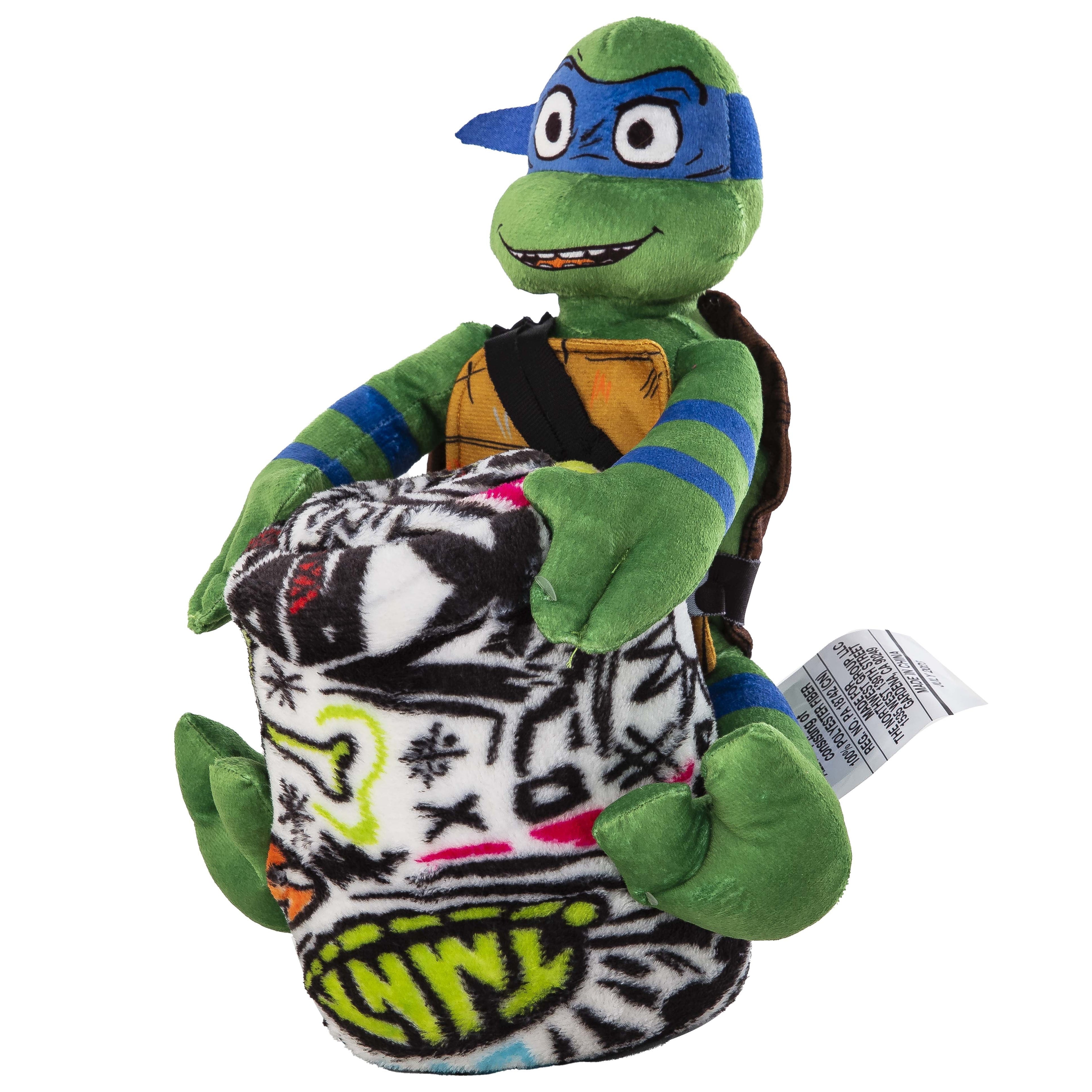 Cozy Fleece Teenage Mutant Tutles Sketched Out Kids Silk Touch Throw Blanket with Plush Hugger – Ultra Soft Plush Character Pillo... - Cozy Fleece Throw Blanket for Couch & Bed Detail