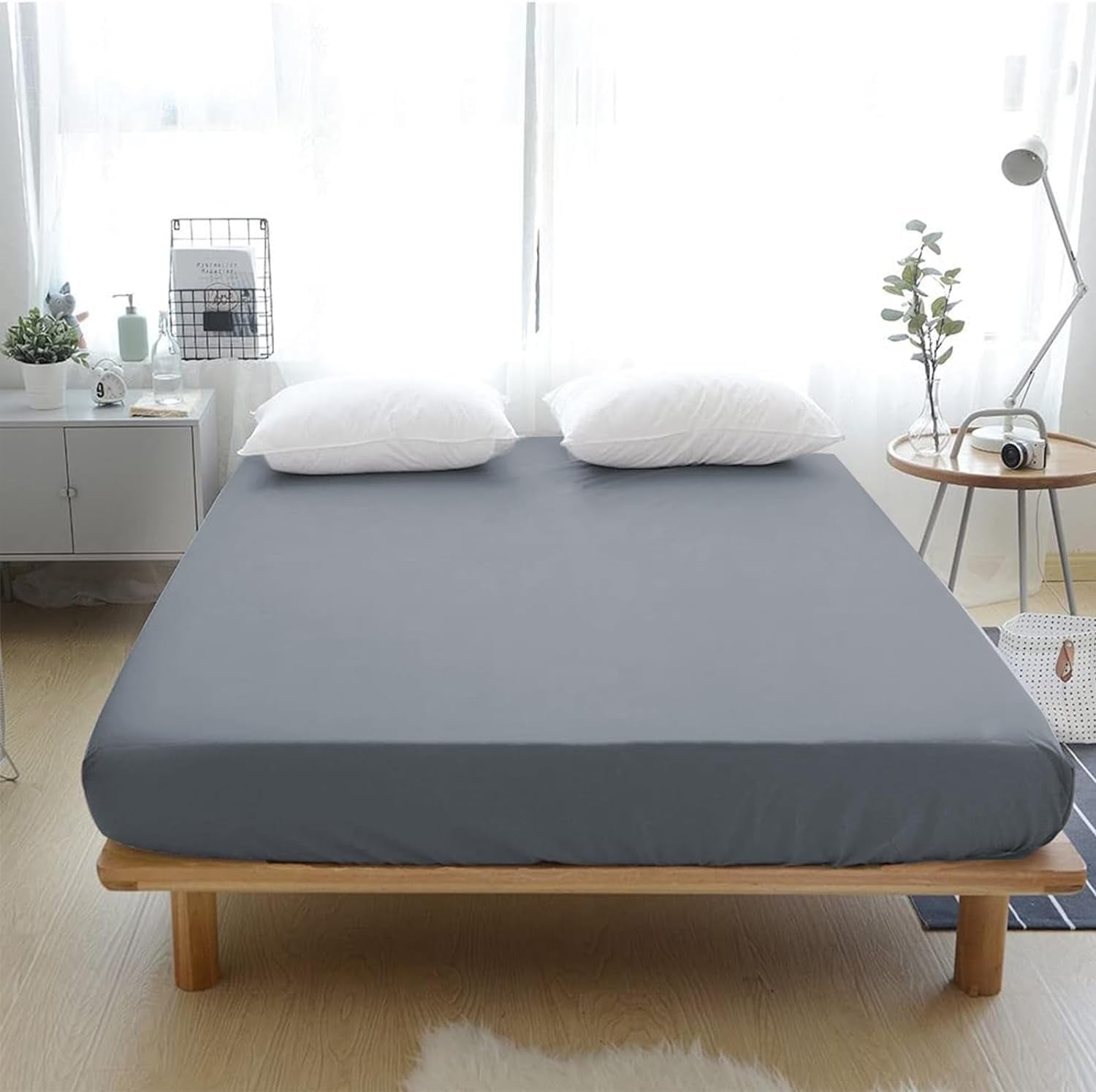 Breathable Luxury Grounding Fitted Sheet Kit Queen Size, Deep Pocket Fitted Sheet, Organic Cotton 7% Silver Fiber, Conductive Bed Cover... - Premium Ultra-Soft Pillowcase Pair for Sleeping Detail
