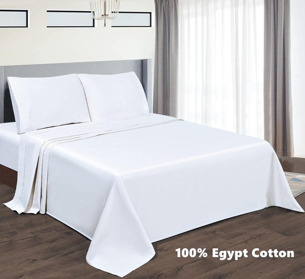 Ultra-Soft Bed Sheets Set 4 Pieces, 600 TC 100% Egyptian Cotton Bed Sheets, Breathable, Soft & Silky Sateen Weave Fits Mattress ... - Cooling Hotel Quality Bedding Sheets and Pillowcases Detail