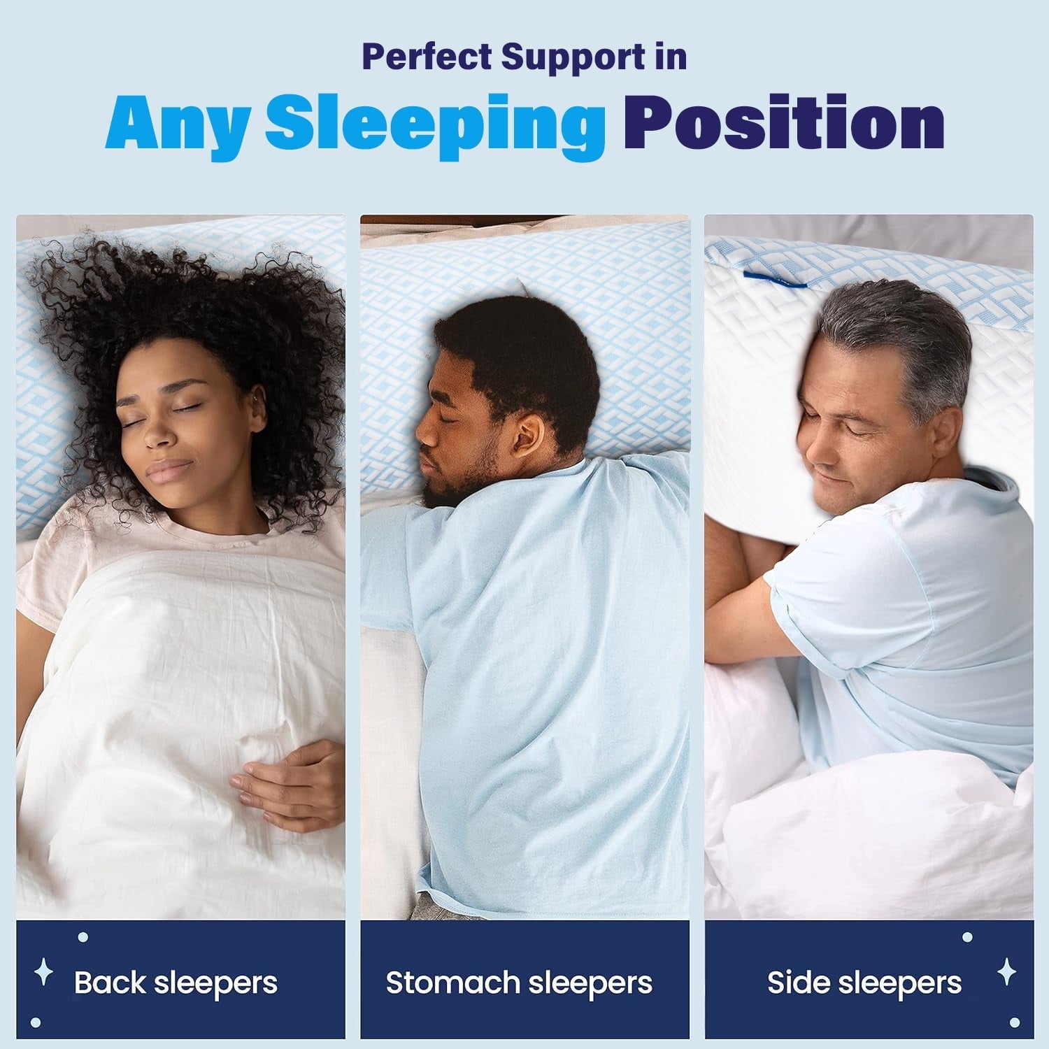 Fluffy Shredded Cooling Bed Pillows for Sleeping Shredded Memory Foam Pillows Queen Size Set of 2 Pack - Hotel Quality Plush Sleeping Pillows Detail