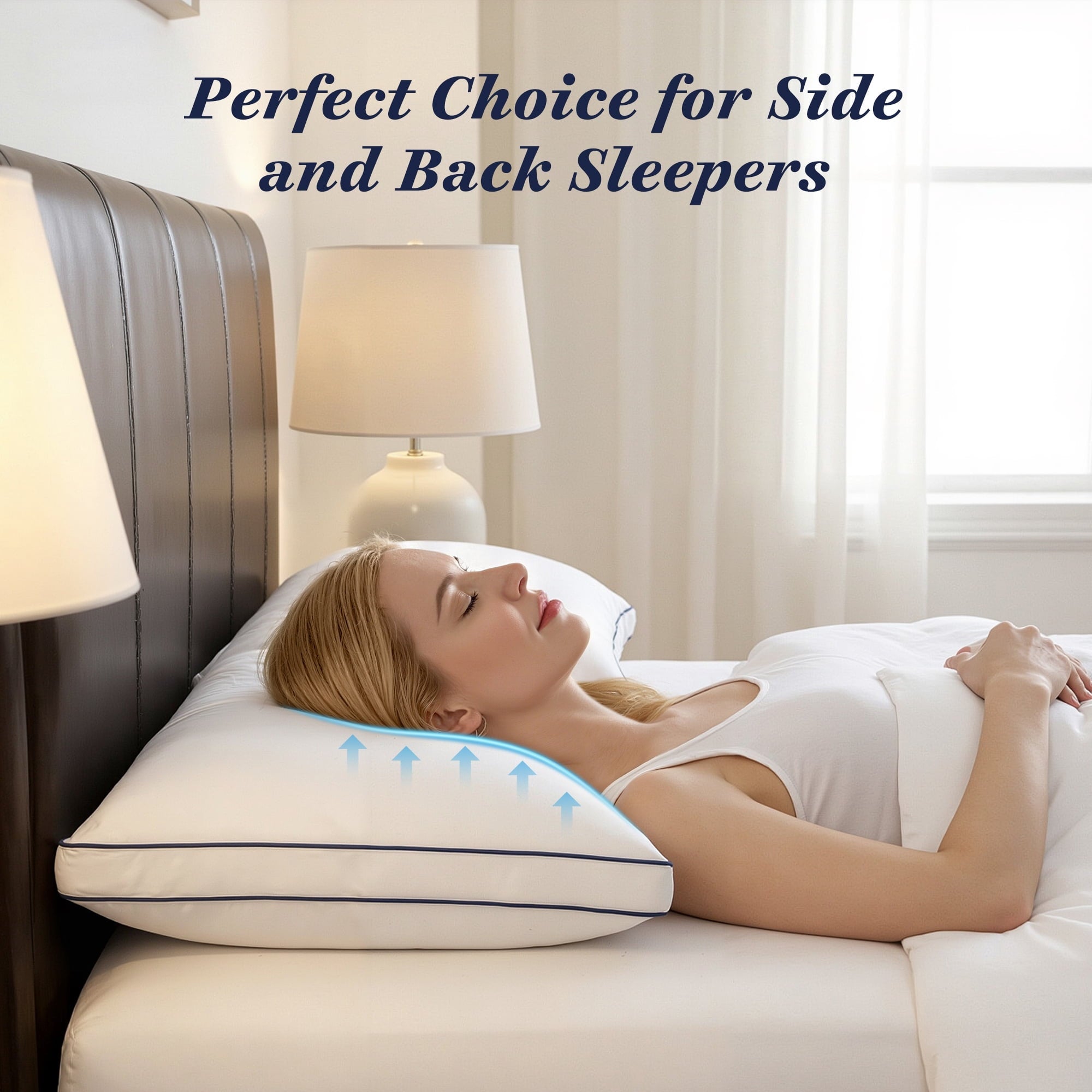 Decorative Plump for Queen Size 2 Pack, Duck Feather and Shredded Memory Foam Soft Luxury Hotel Collection - Hotel Quality Plush Sleeping Pillows Detail