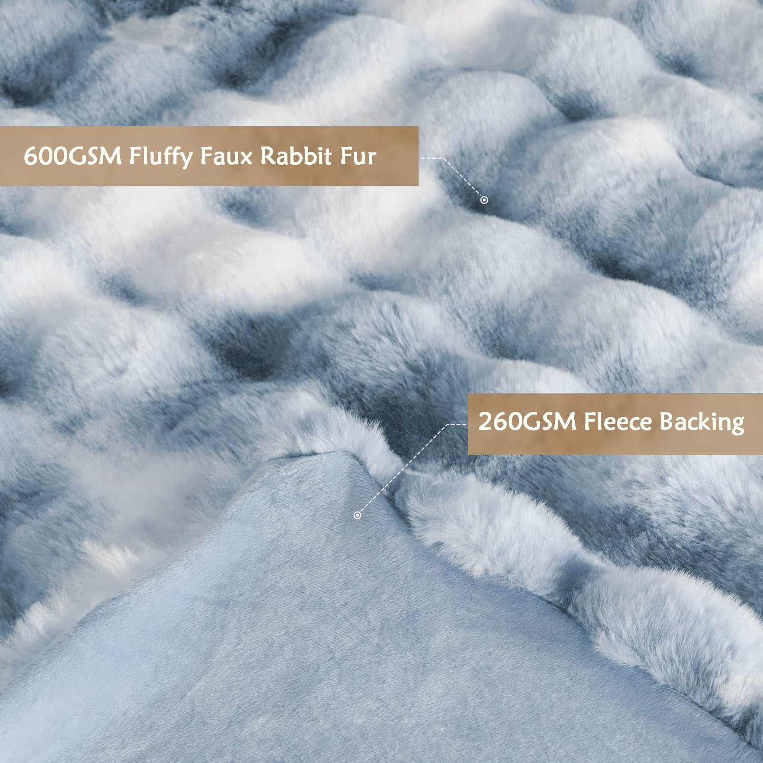 Reversible Sherpa Faux Fur Blanket Fluffy Luxury Throw Blanket Plush Fuzzy Blanket for Couch Bed 50×60 Inches Tie-dyed Blue - Cozy Fleece Throw Blanket for Couch & Bed Detail